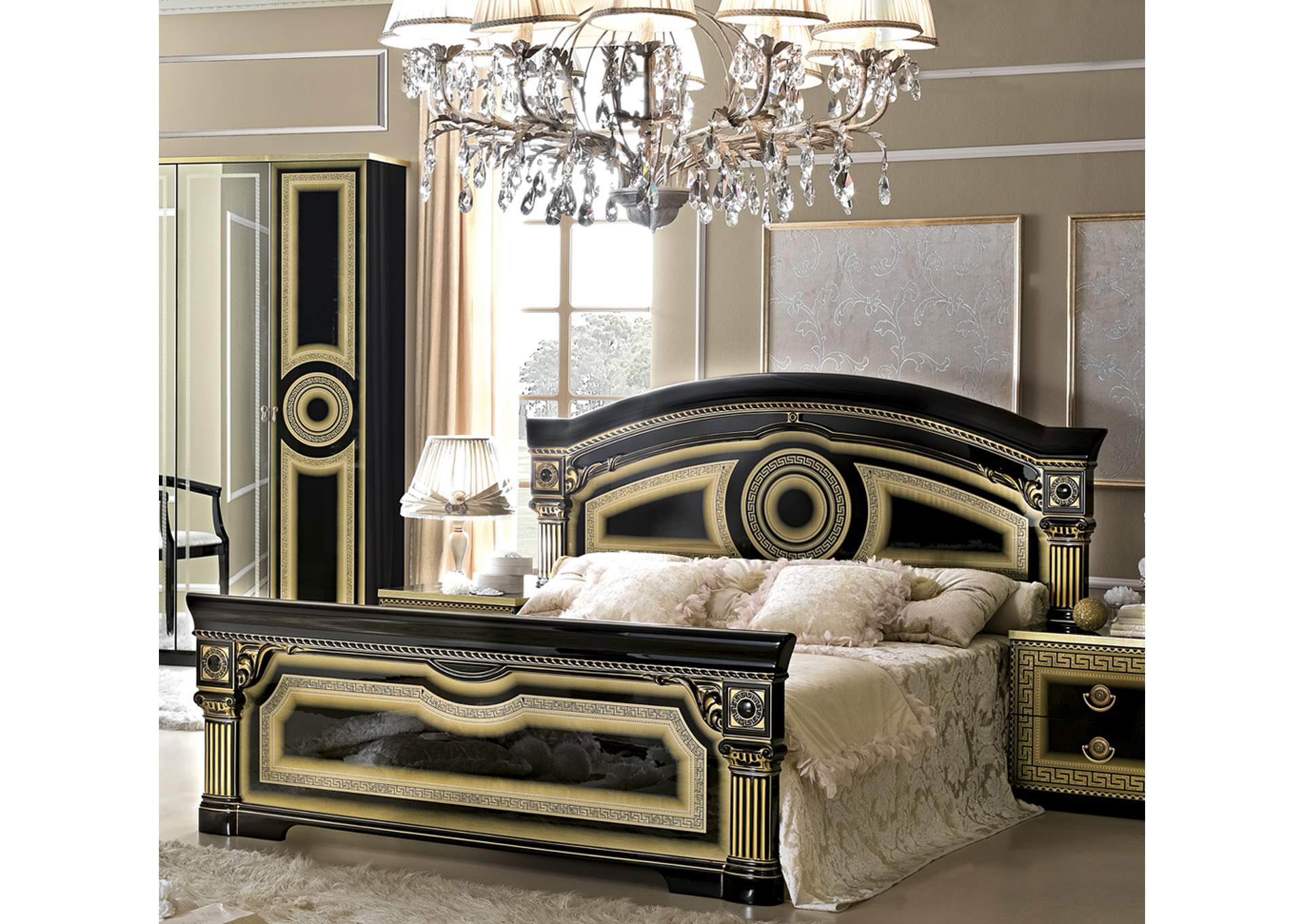 Aida Bed Black with Gold SET,ESF Wholesale Furniture