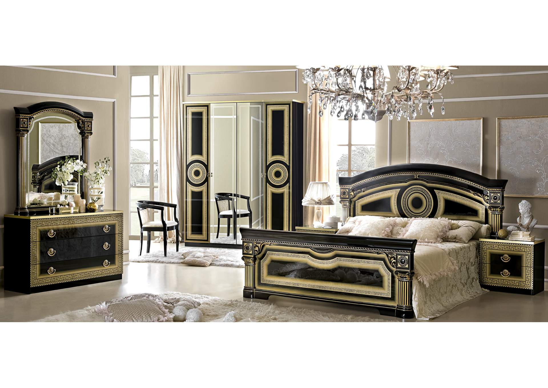Aida Bed Black with Gold SET,ESF Wholesale Furniture