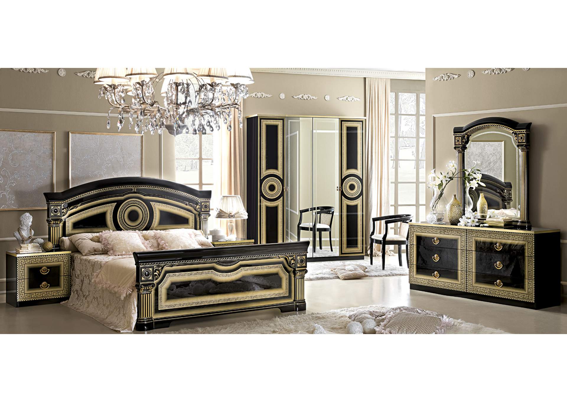 Aida Vanity Dresser Black - Gold,ESF Wholesale Furniture