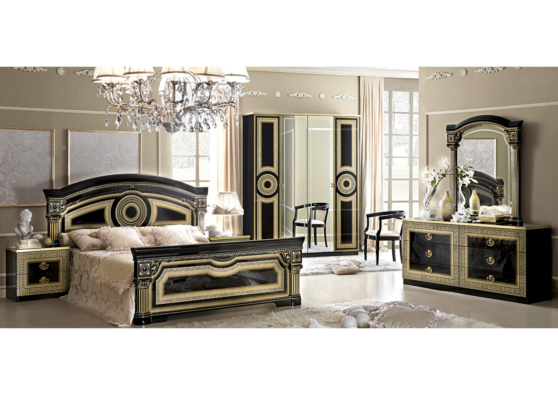 Aida Bed Black with Gold SET,ESF Wholesale Furniture