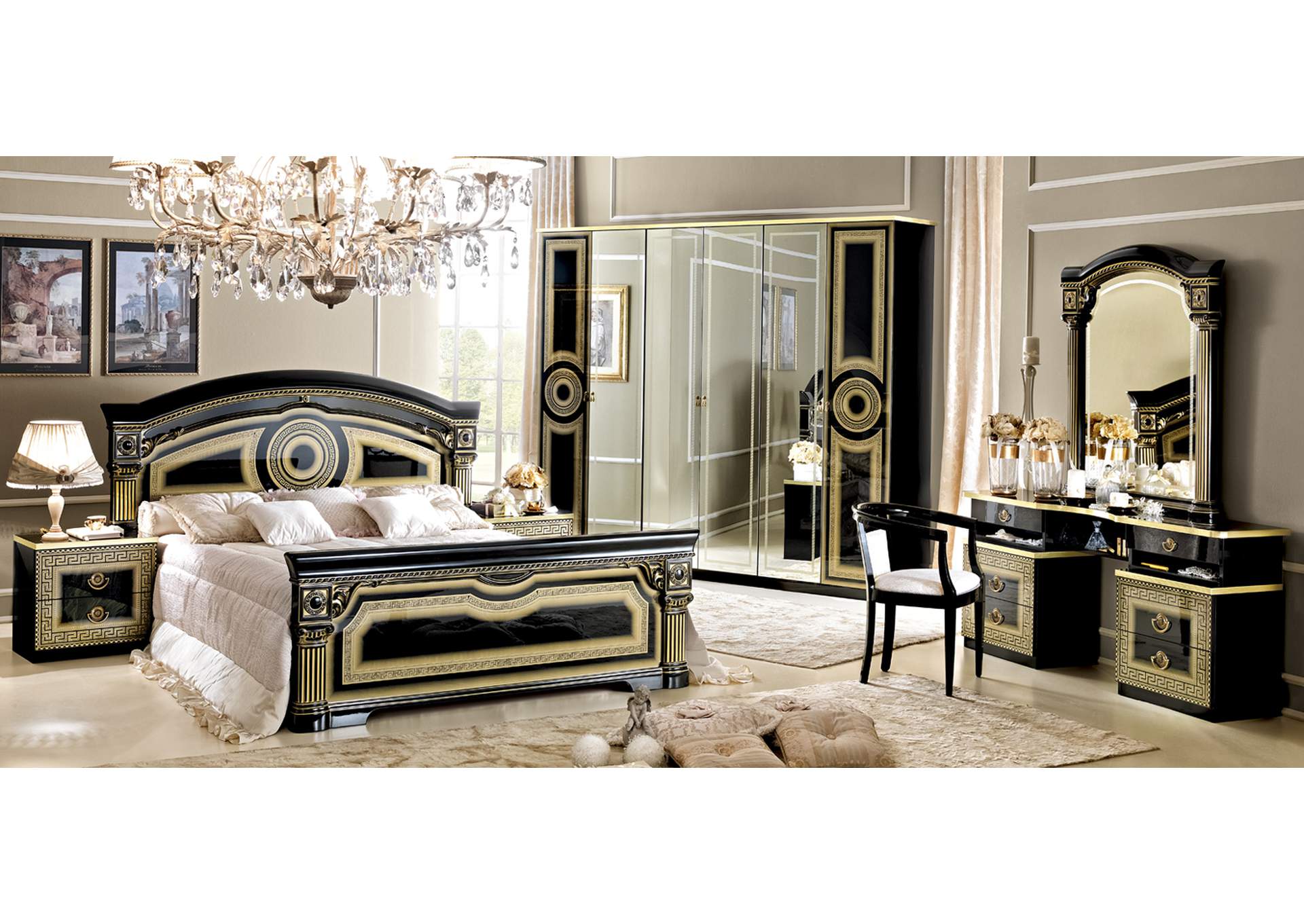 Aida Vanity Dresser Black - Gold,ESF Wholesale Furniture