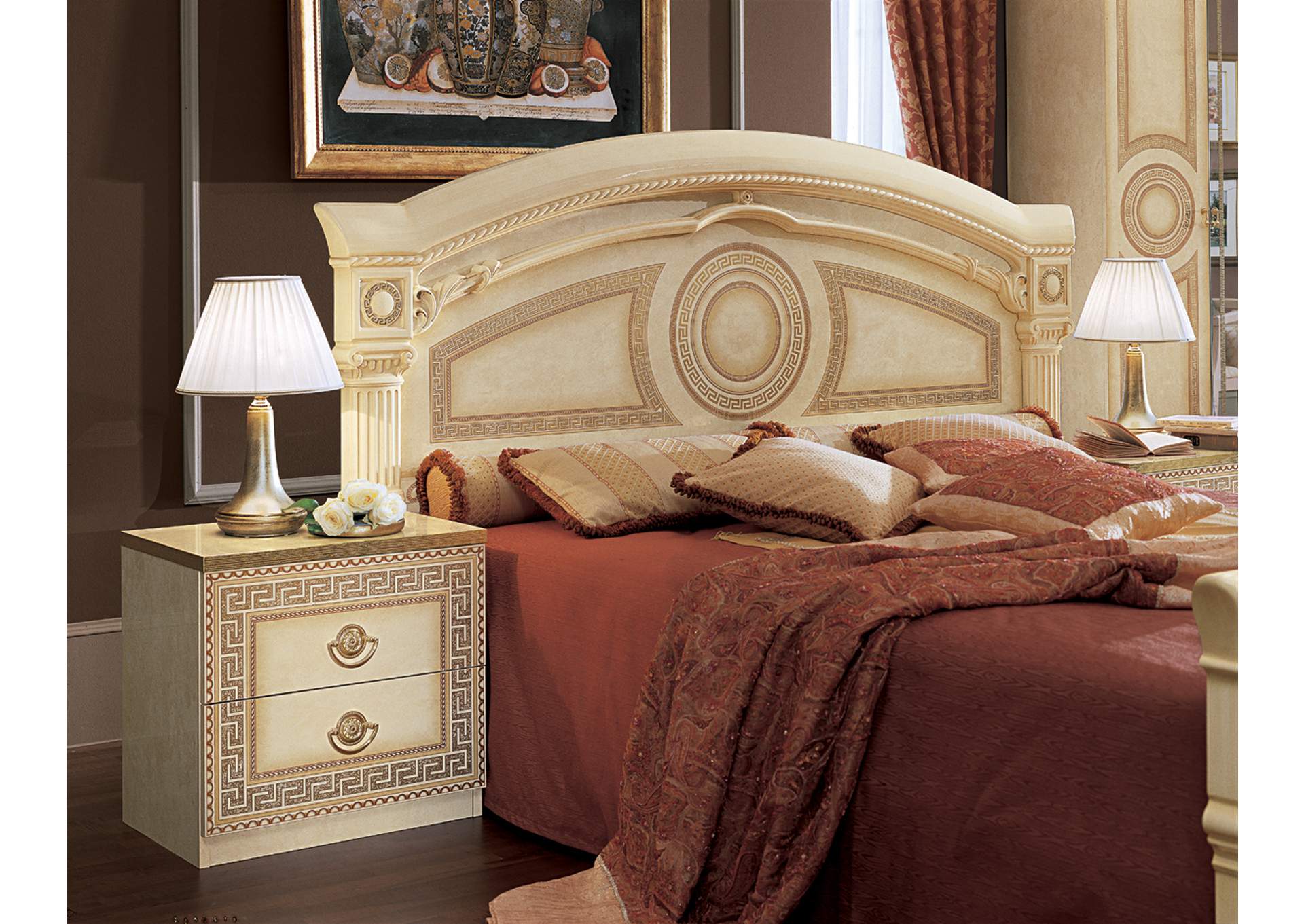 Aida Bed Ivory with Gold SET,ESF Wholesale Furniture