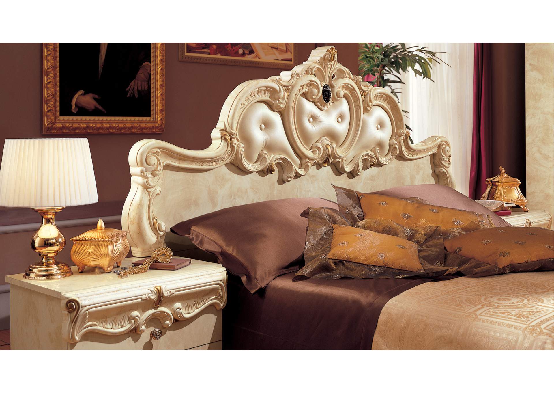 Barocco Bed Ivory, Camel Group Italy SET,ESF Wholesale Furniture