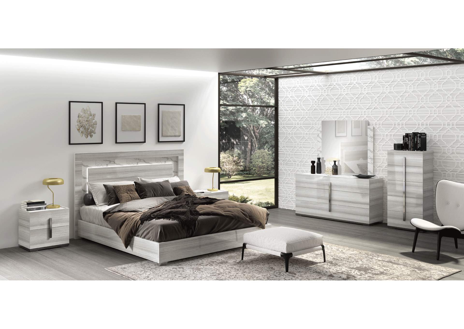 Carrara Grey Dresser And Mirror And Chest,ESF Wholesale Furniture