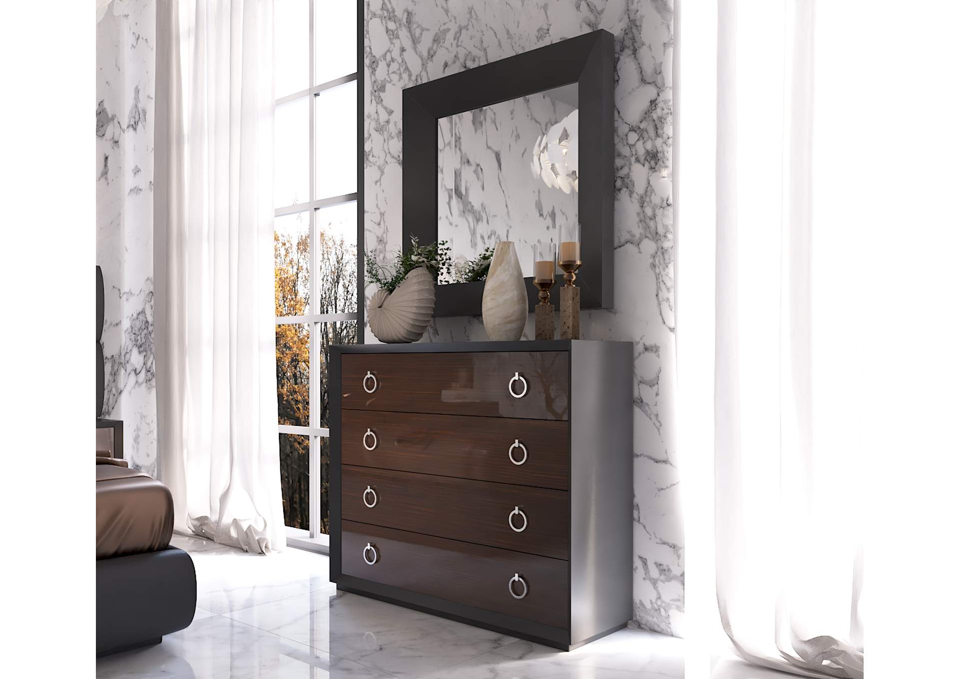 Emporio Black Dresser / Mirror SET,ESF Wholesale Furniture