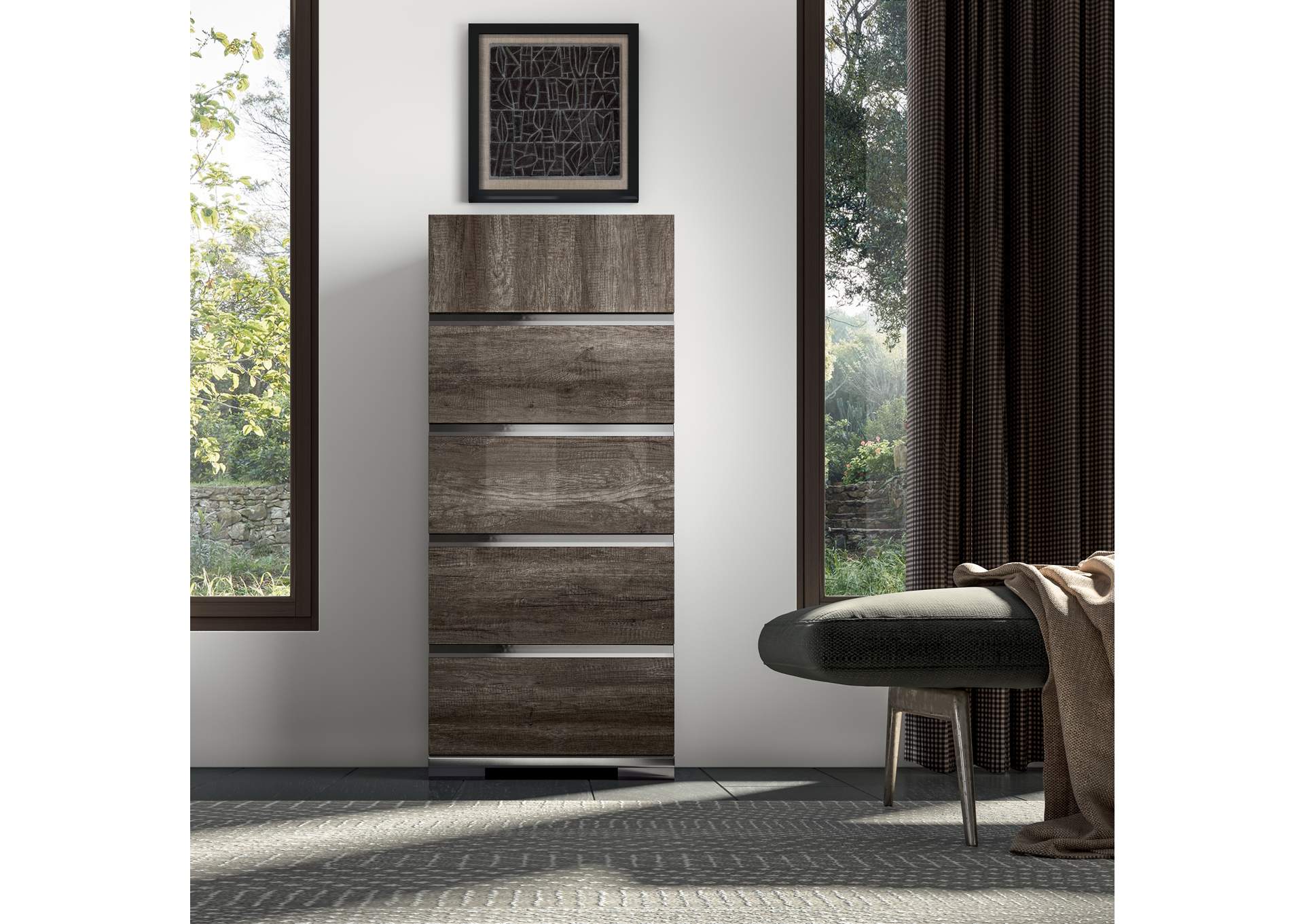 Brown/Wenge/Walnut, Grey/Silver Kamea Chest,ESF Wholesale Furniture