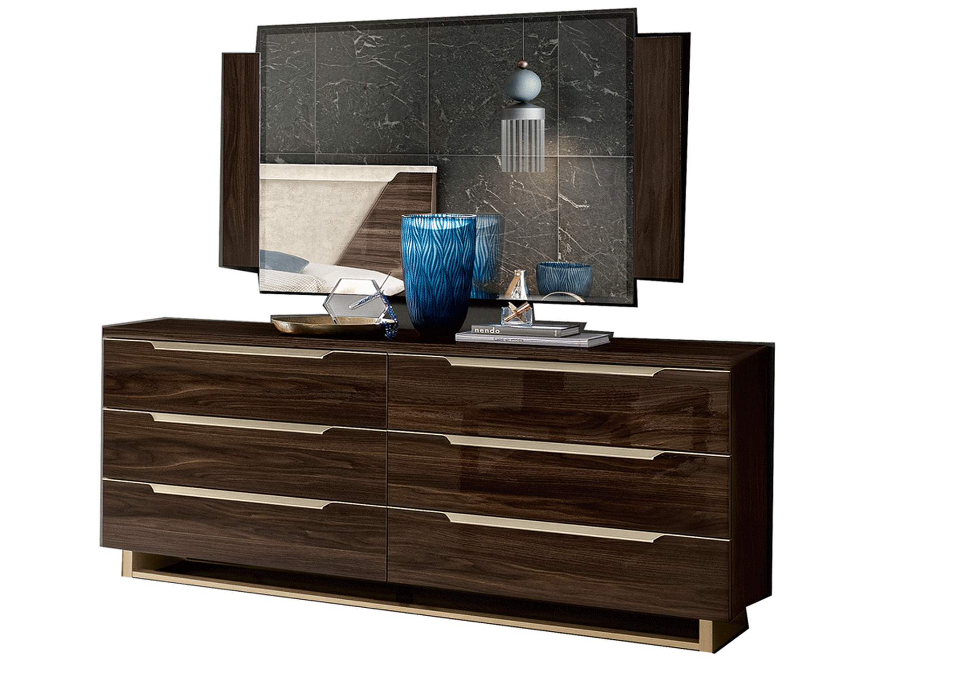 Smart Double Dresser with Mirror Walnut SET,ESF Wholesale Furniture