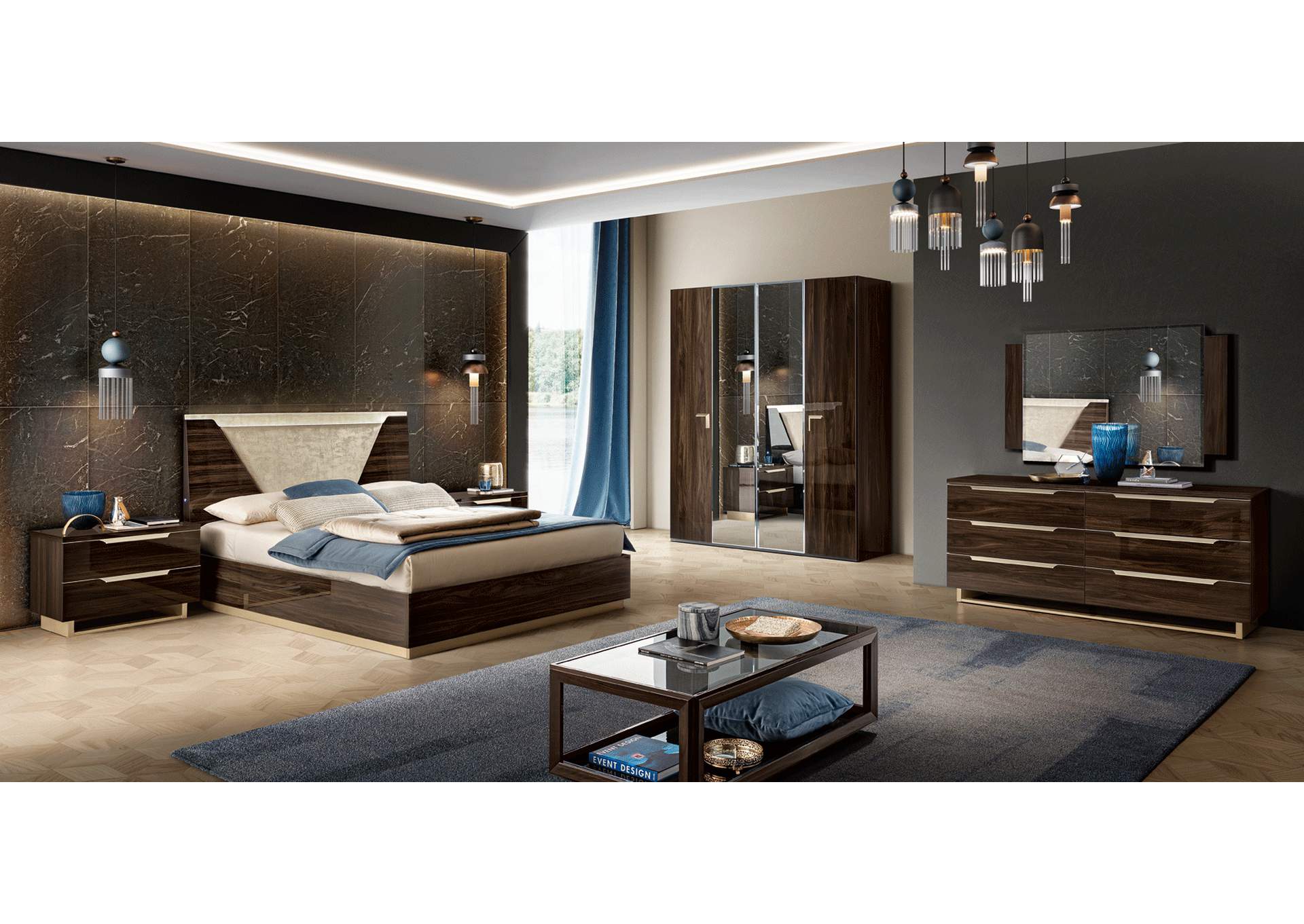 Smart Double Dresser with Mirror Walnut SET,ESF Wholesale Furniture