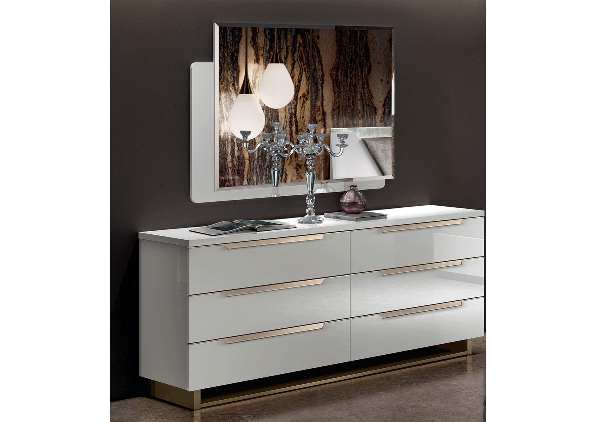Smart Double Dresser White with Mirror SET,ESF Wholesale Furniture