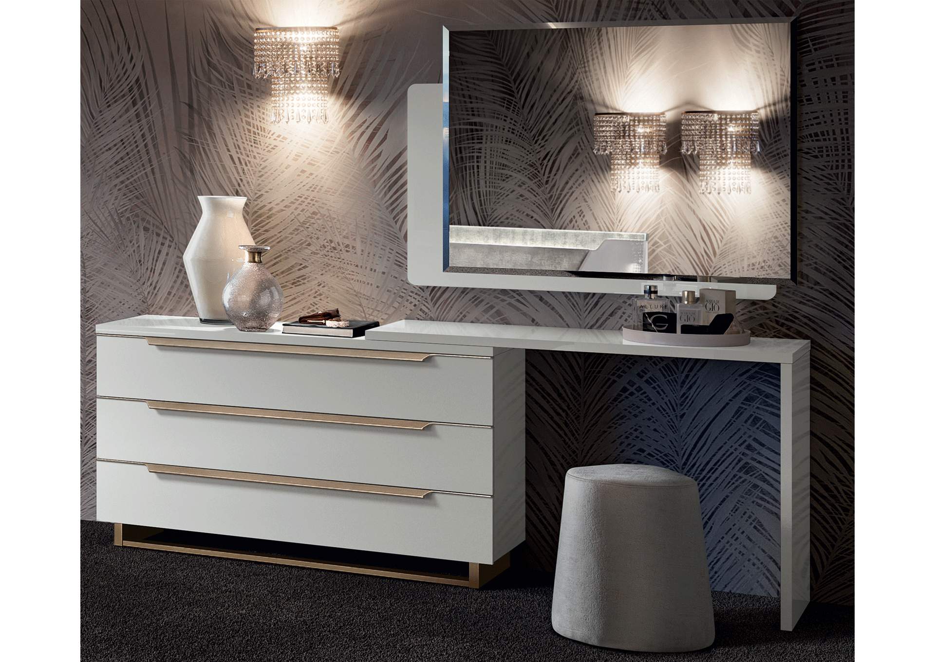 Smart Double Dresser White with Mirror SET,ESF Wholesale Furniture