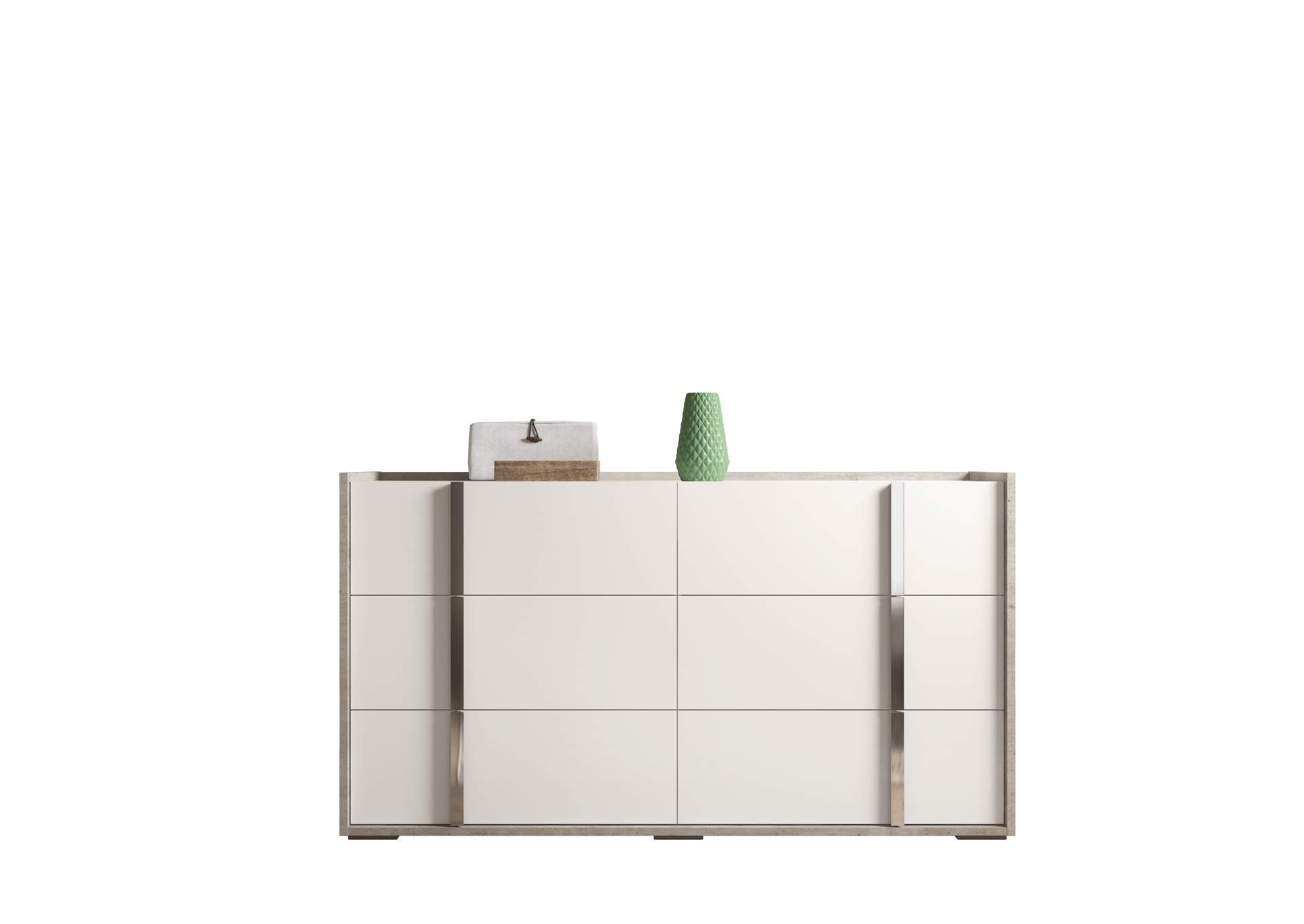 White, Grey/Silver Treviso Chest,ESF Wholesale Furniture