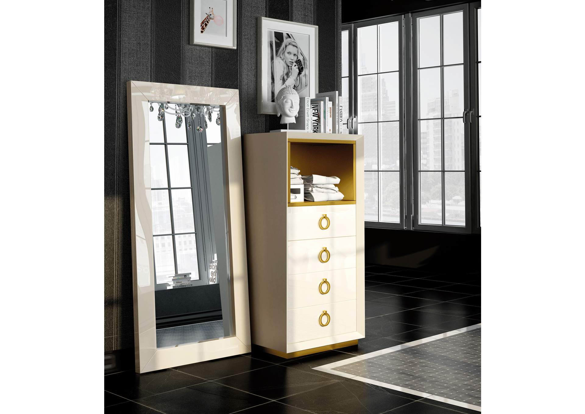 Velvet Chest - Dresser - Mirror SET,ESF Wholesale Furniture