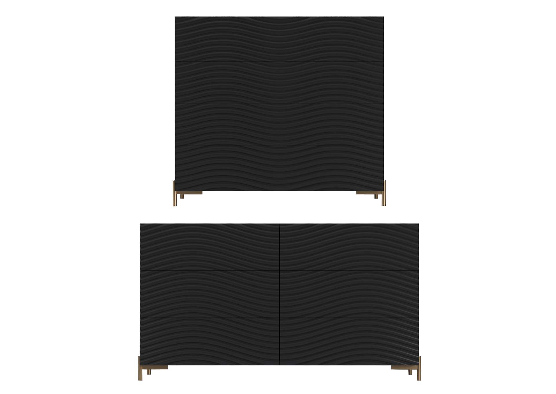 Wave Dresser And Mirror Dark Grey SET,ESF Wholesale Furniture