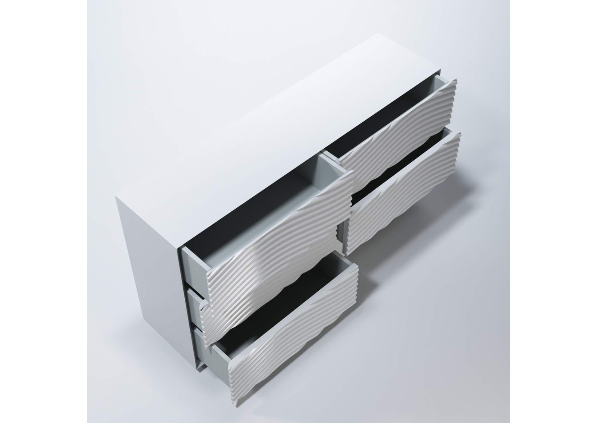 Wave Dresser And Mirror White SET,ESF Wholesale Furniture