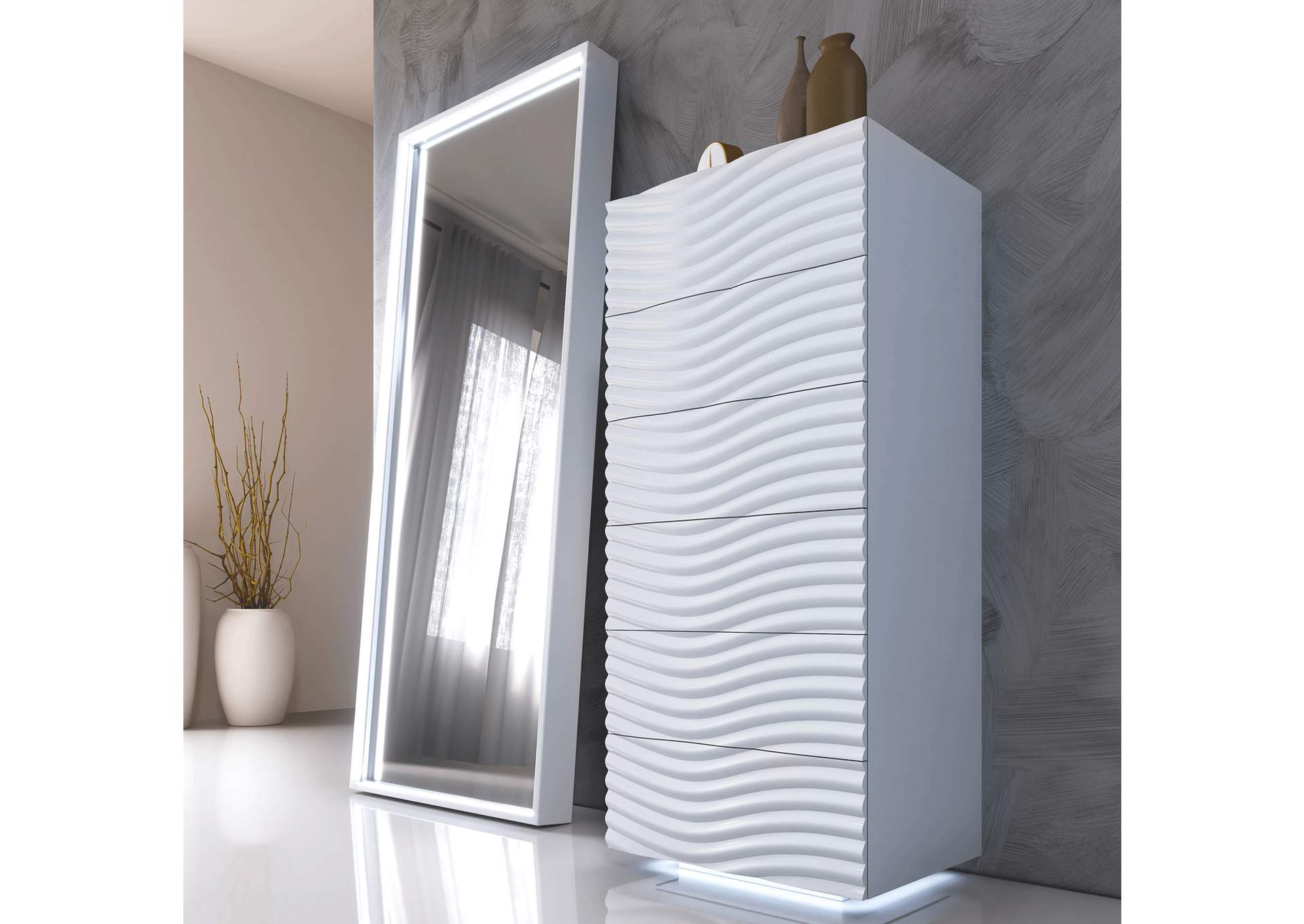 Wave White Chest SET,ESF Wholesale Furniture