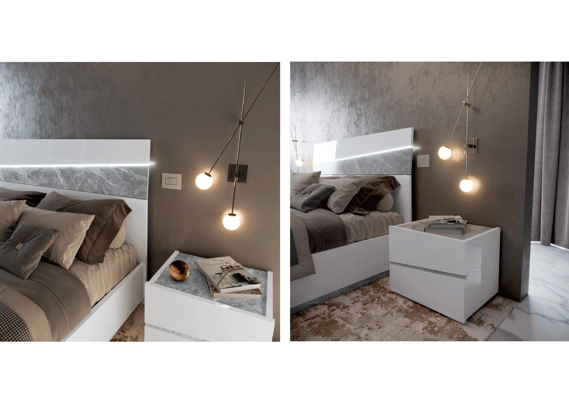 Alba Bed with Light, Italy SET,ESF Wholesale Furniture