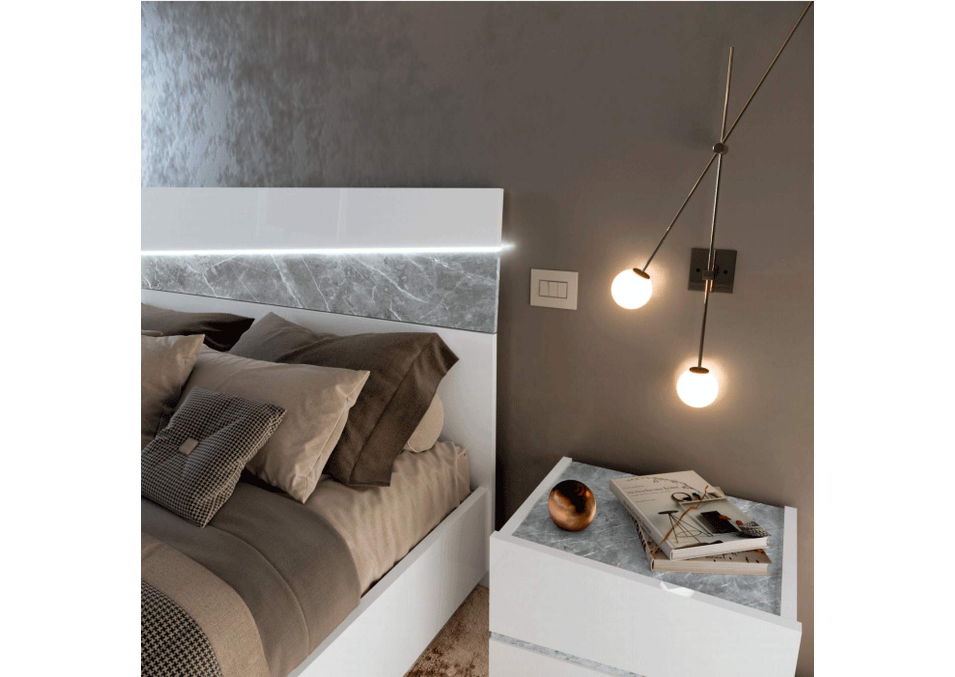 Alba Bedroom with Light By Camel Group Italy SET,ESF Wholesale Furniture