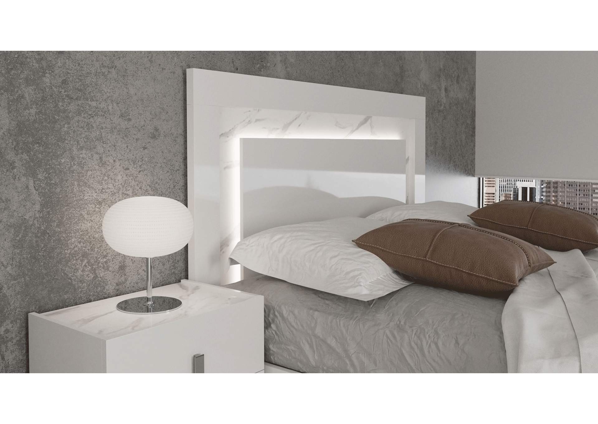 Carrara Queen Bed with Light,ESF Wholesale Furniture