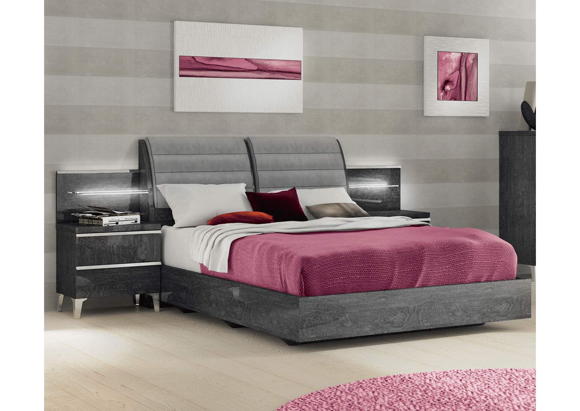 Grey/Silver Elite Bed Set,ESF Wholesale Furniture