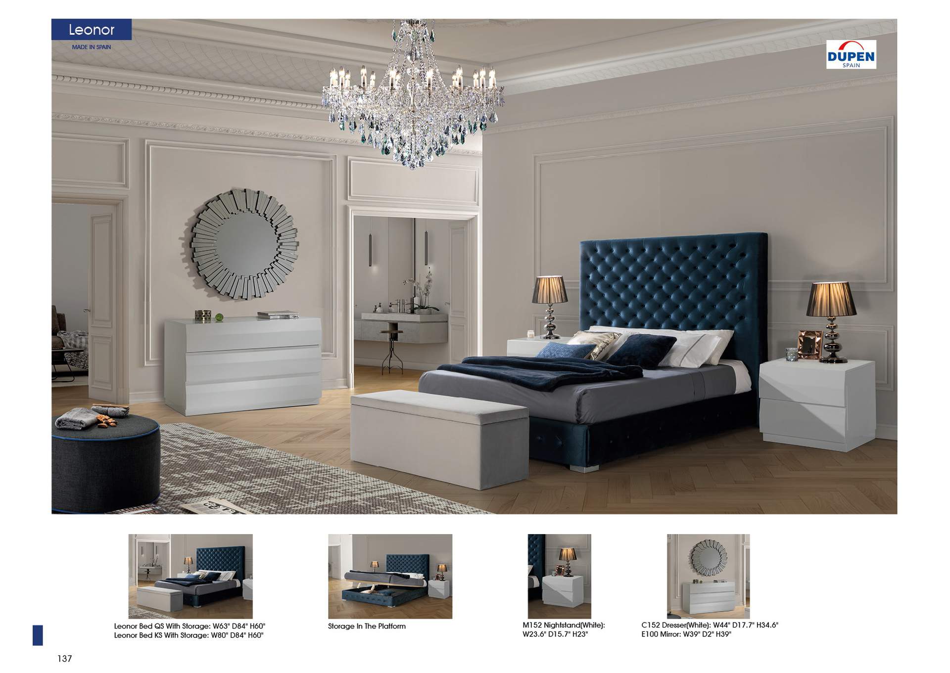 Leonor Blue King W - Storage,ESF Wholesale Furniture