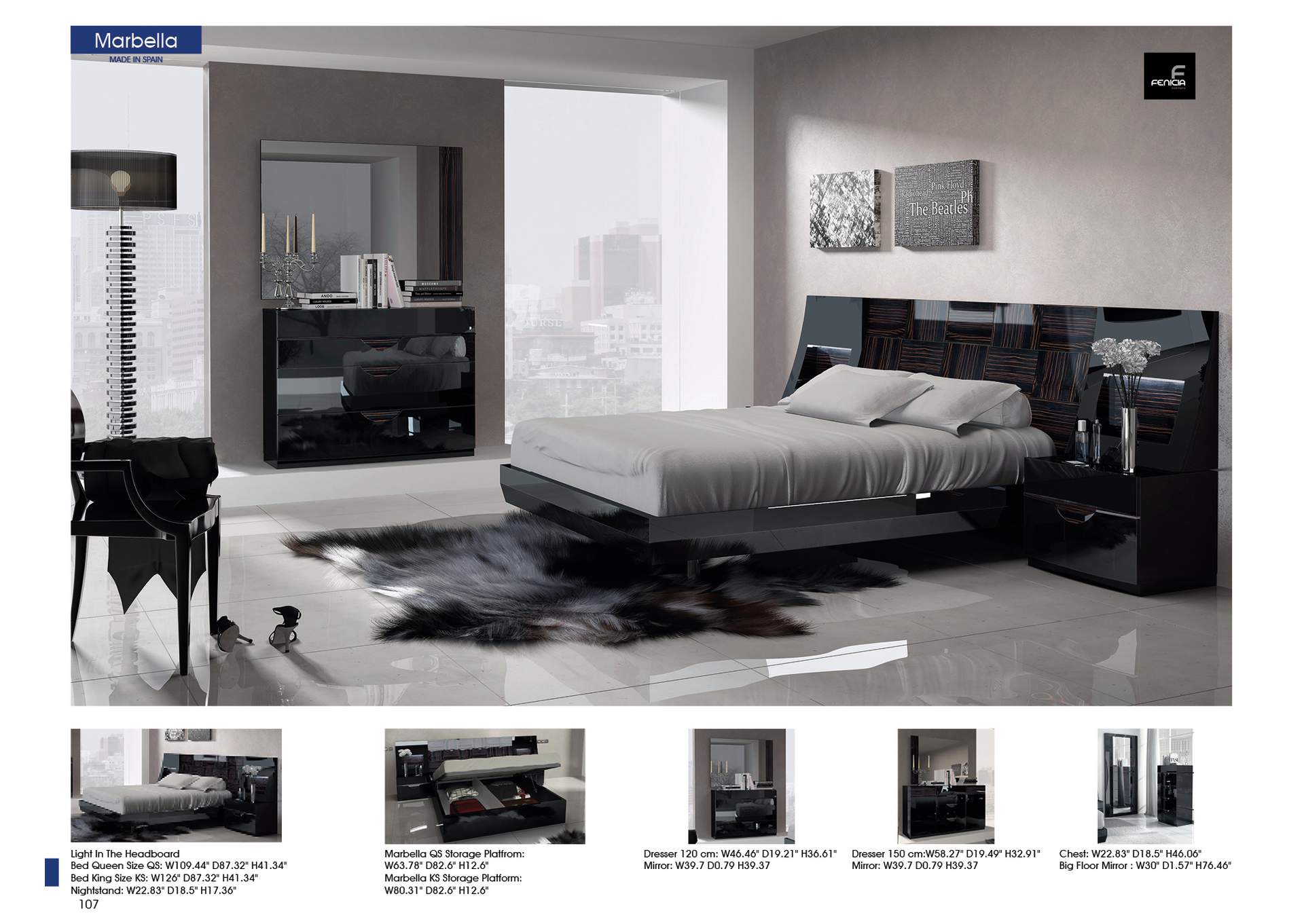 Black Marbella Queen Bed,ESF Wholesale Furniture
