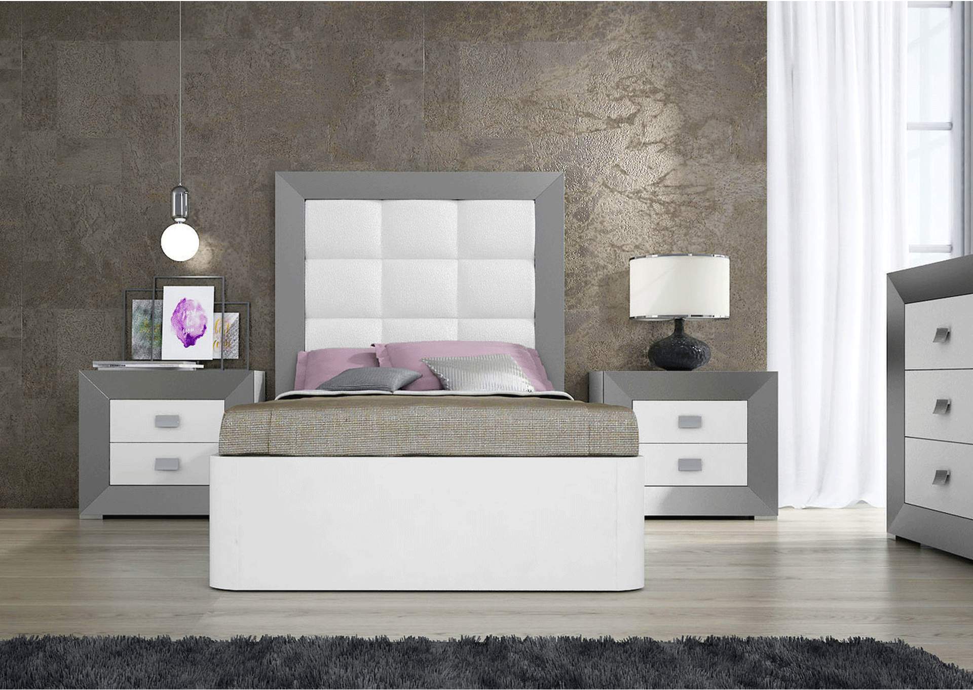 White, Grey/Silver Margo Full Bed,ESF Wholesale Furniture