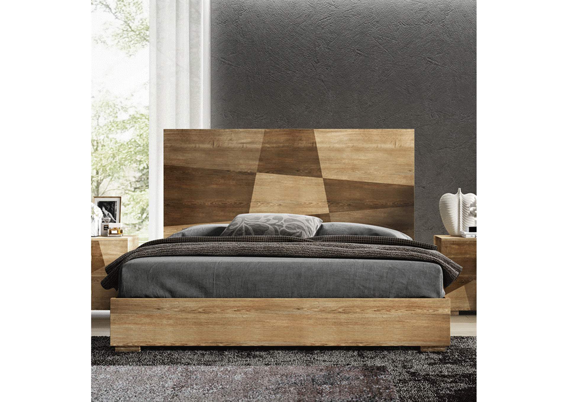 Brown/Wenge/Walnut, Grey/Silver, Light Beige Picasso King Bed,ESF Wholesale Furniture