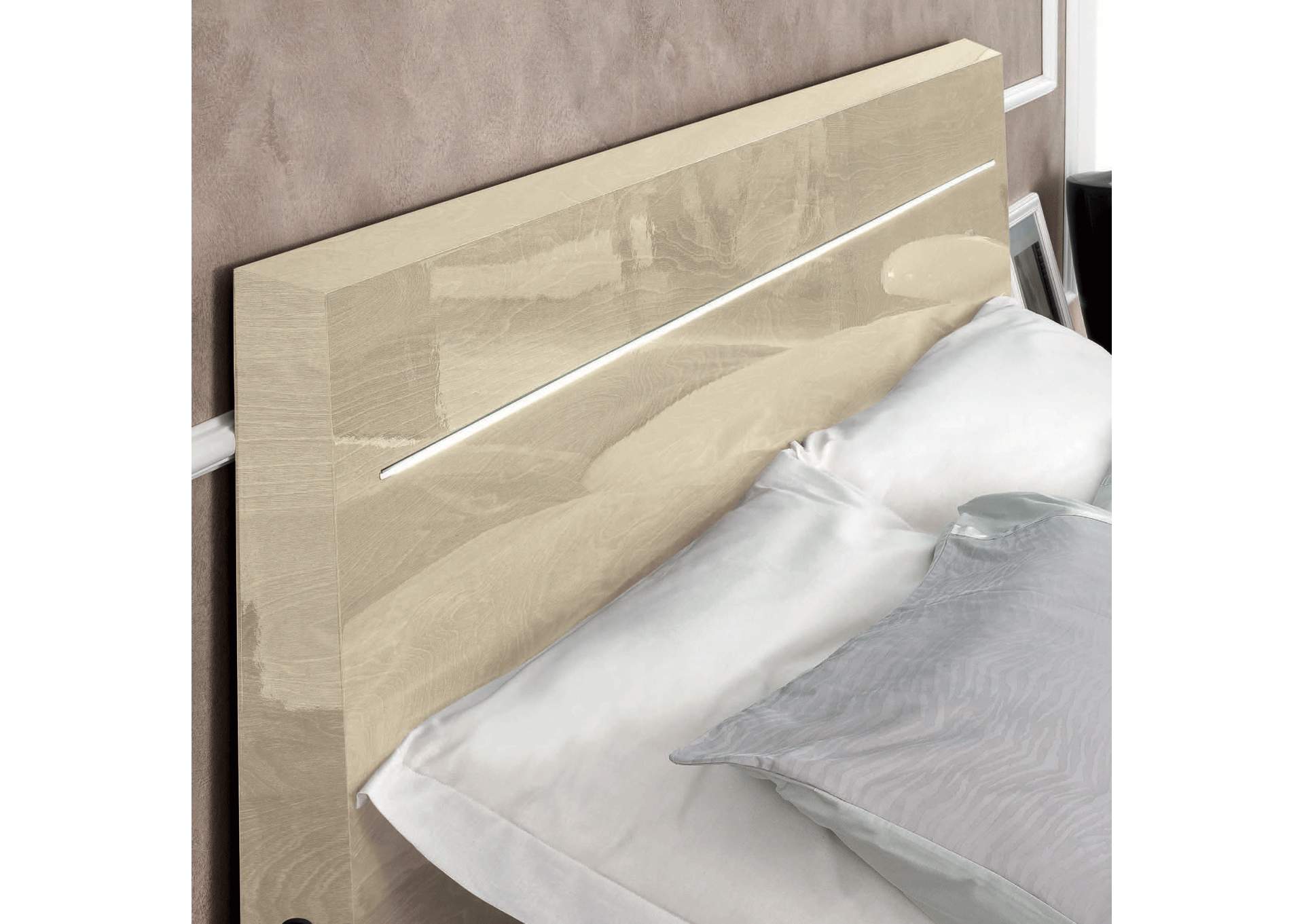 Legno Bed King with Led Ivory Betullia Sabbia,ESF Wholesale Furniture