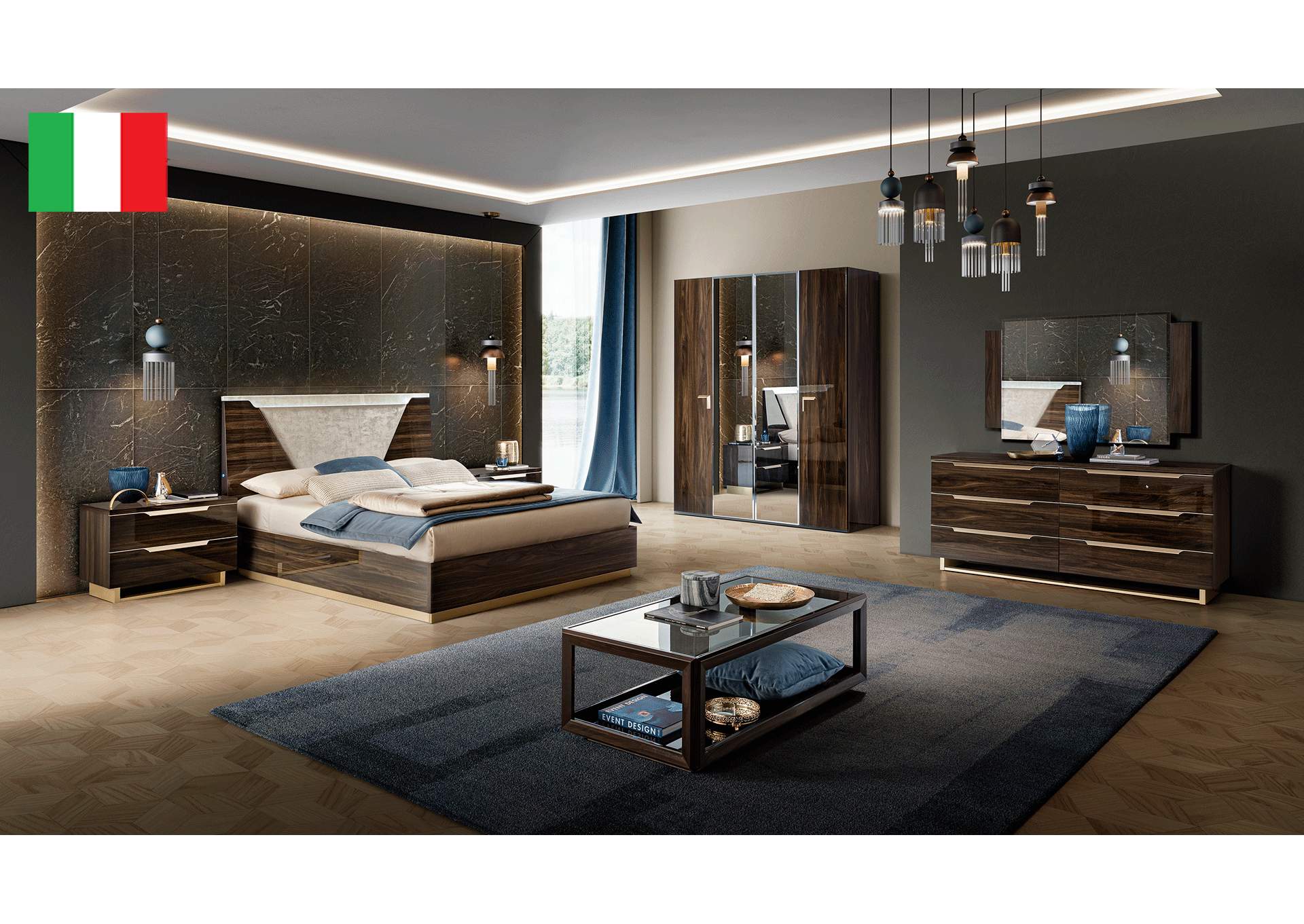 Smart Bedroom Walnut By Camel Group Italy SET,ESF Wholesale Furniture