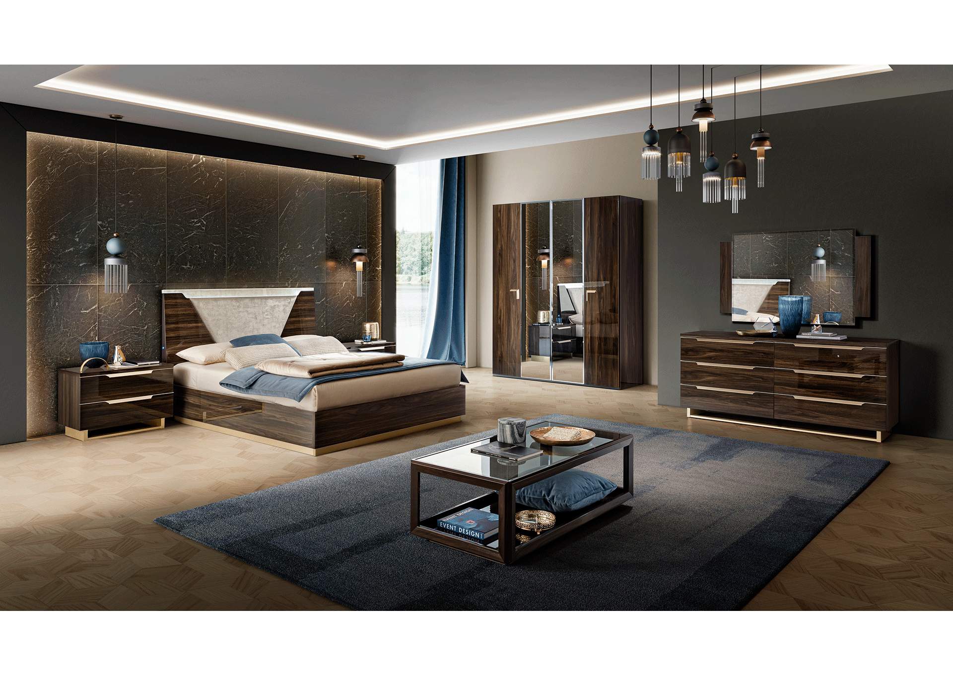 Smart Bedroom Walnut By Camel Group Italy SET,ESF Wholesale Furniture