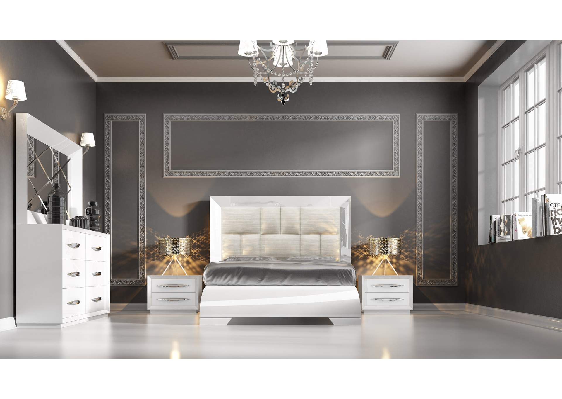 Carmen White King Bed,ESF Wholesale Furniture