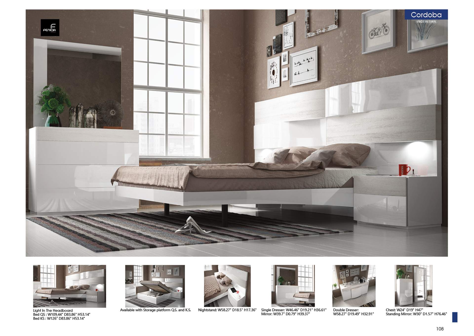 White Cordoba Queen Storage Bed,ESF Wholesale Furniture