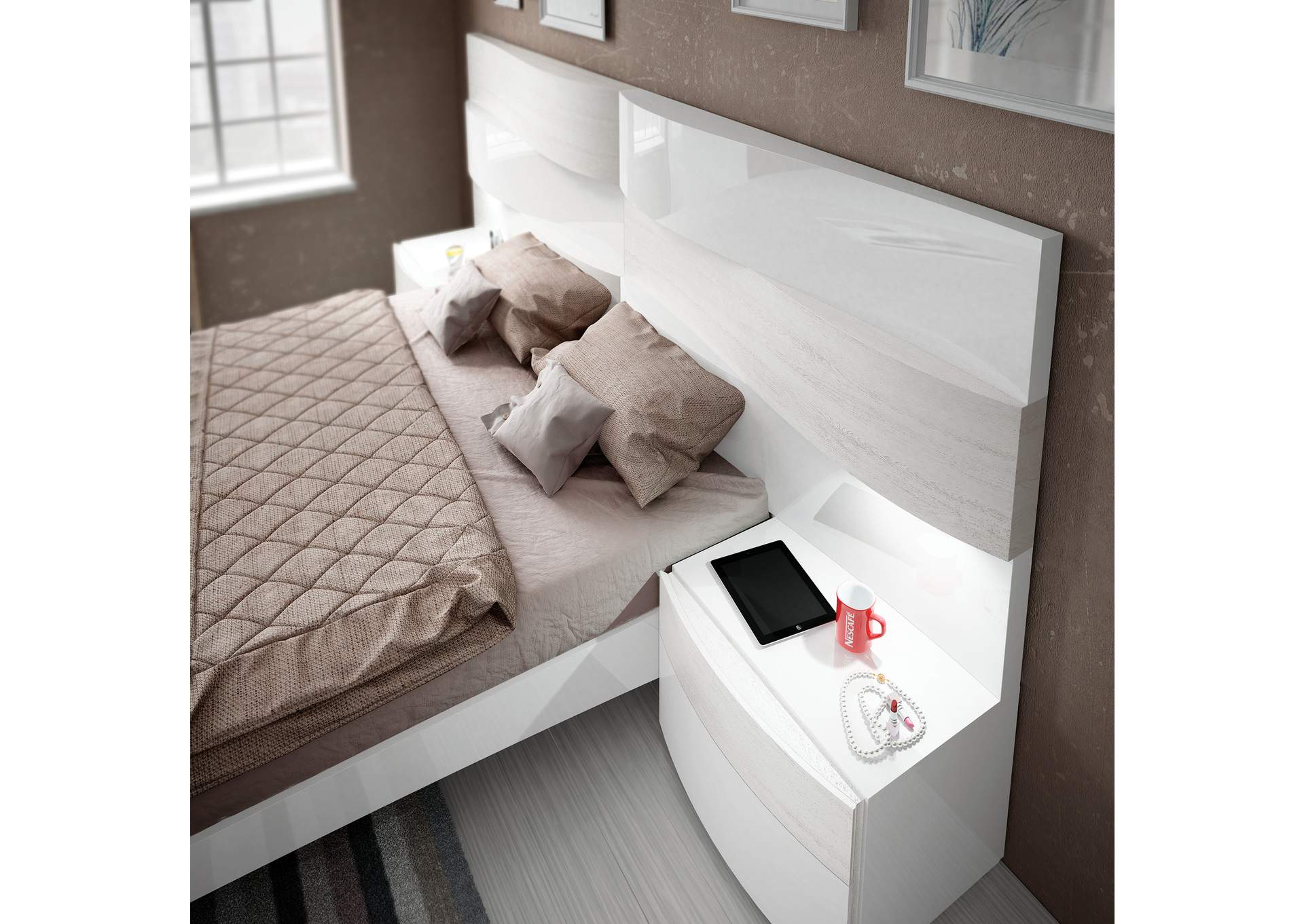 White Cordoba Queen Storage Bed,ESF Wholesale Furniture