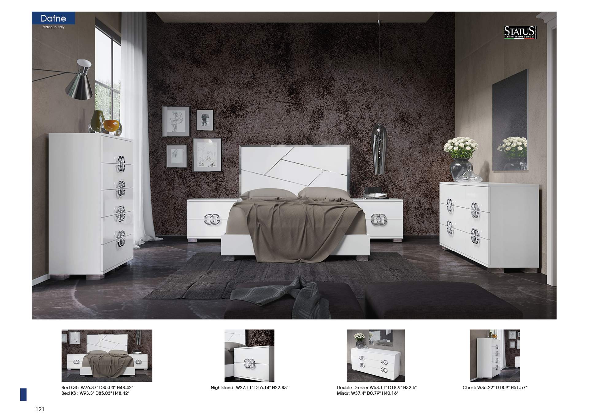 Dafne Bed Queen White,ESF Wholesale Furniture