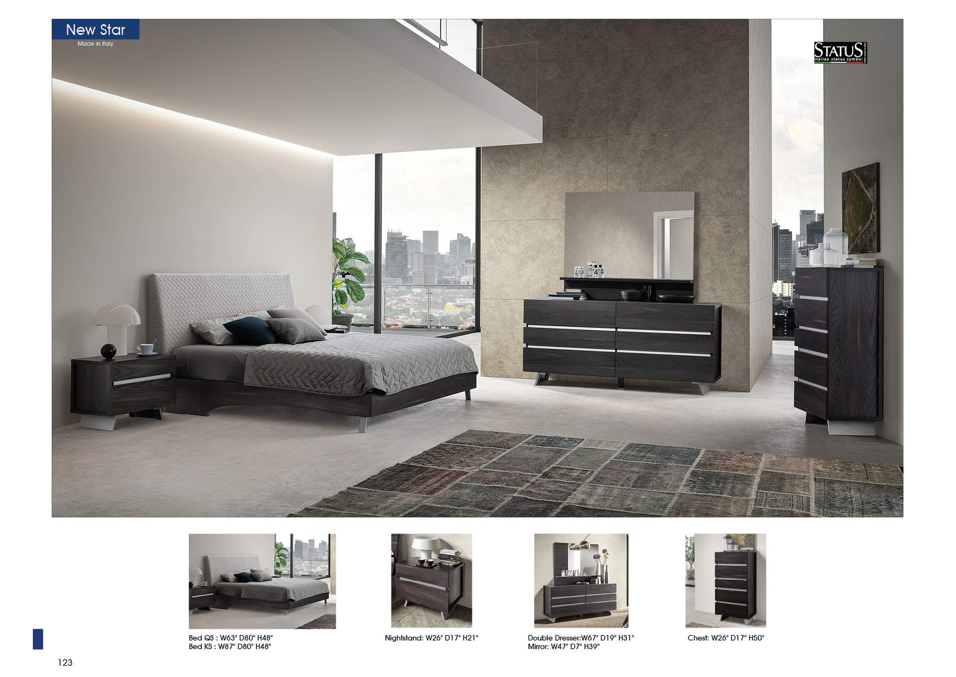 Grey/Silver New Star Bed Queen Frame Not Included,ESF Wholesale Furniture