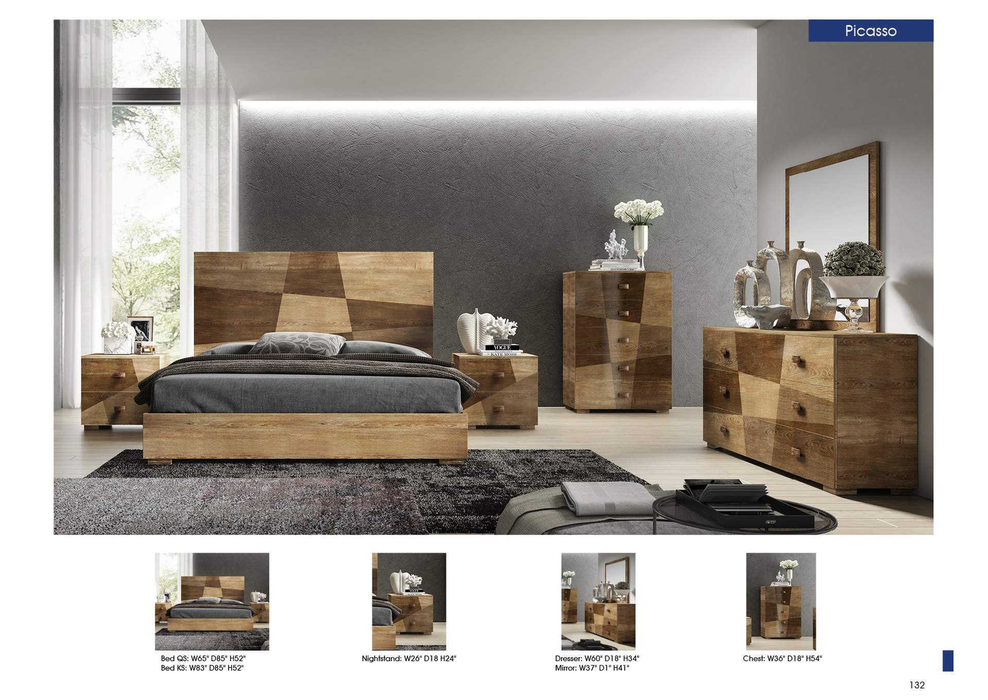 Brown/Wenge/Walnut, Grey/Silver, Light Beige Picasso Dresser,ESF Wholesale Furniture