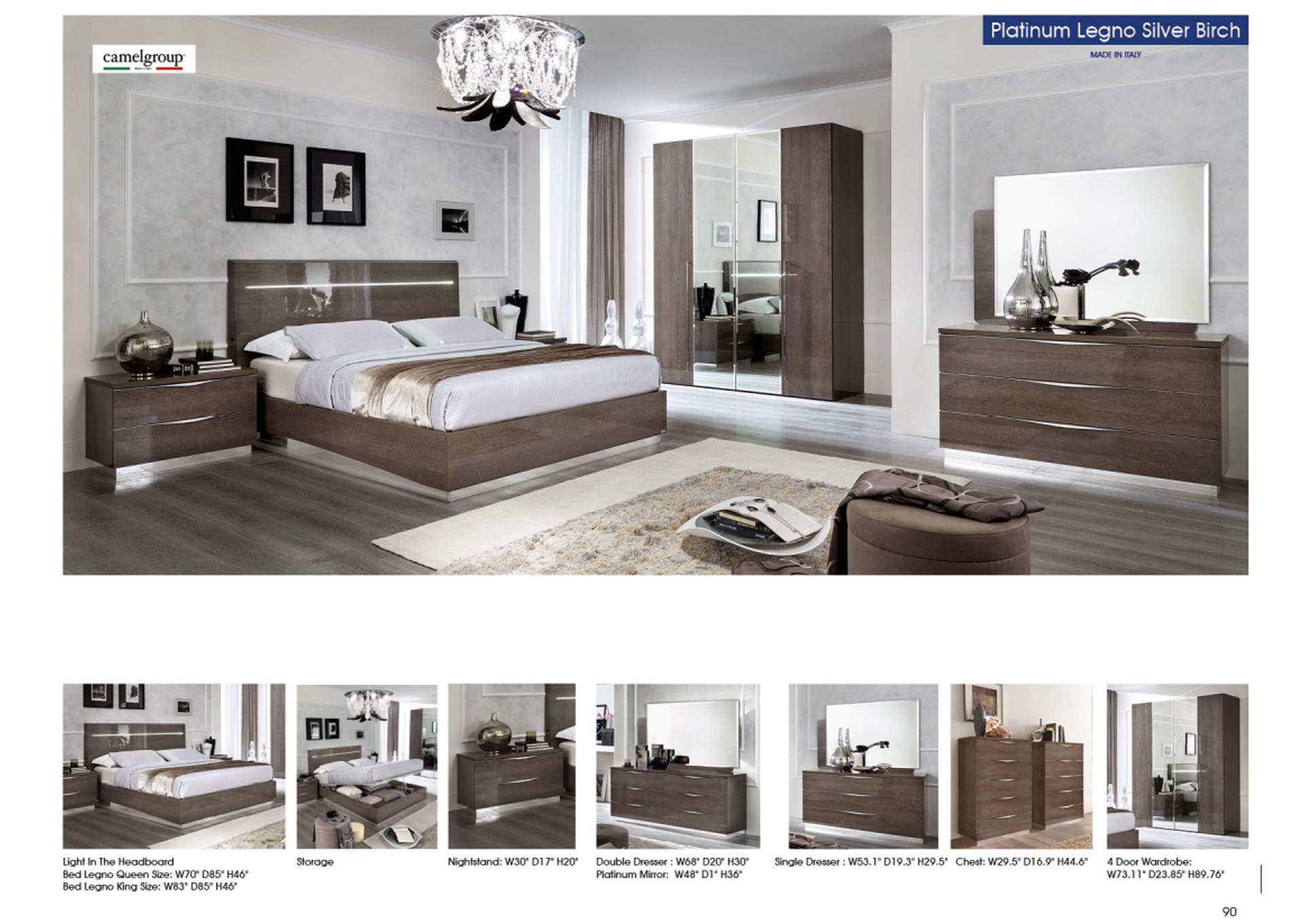 Platinum Legno Bedroom Silver Birch SET,ESF Wholesale Furniture