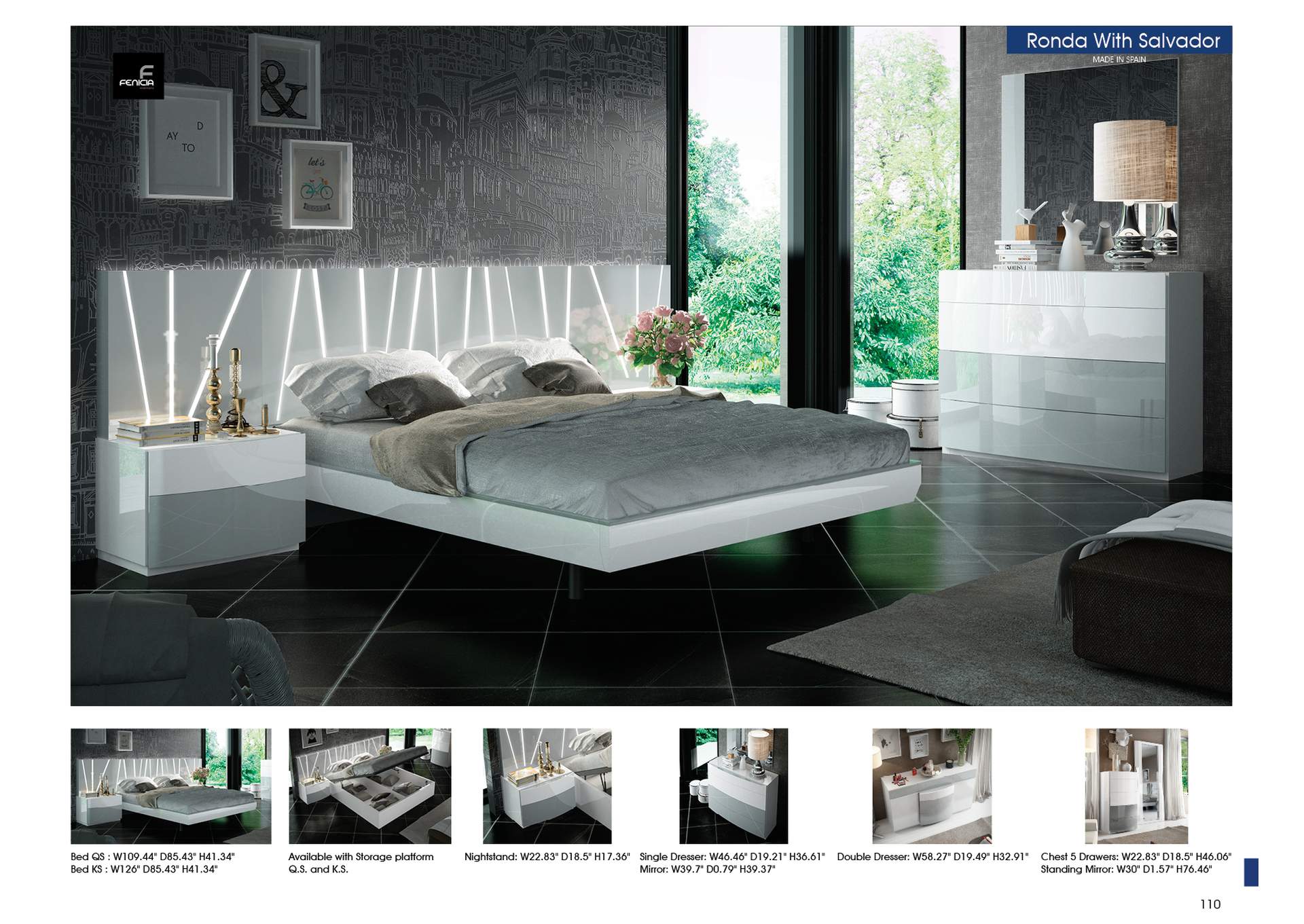 Ronda Salvador Storage King Bed Size,ESF Wholesale Furniture