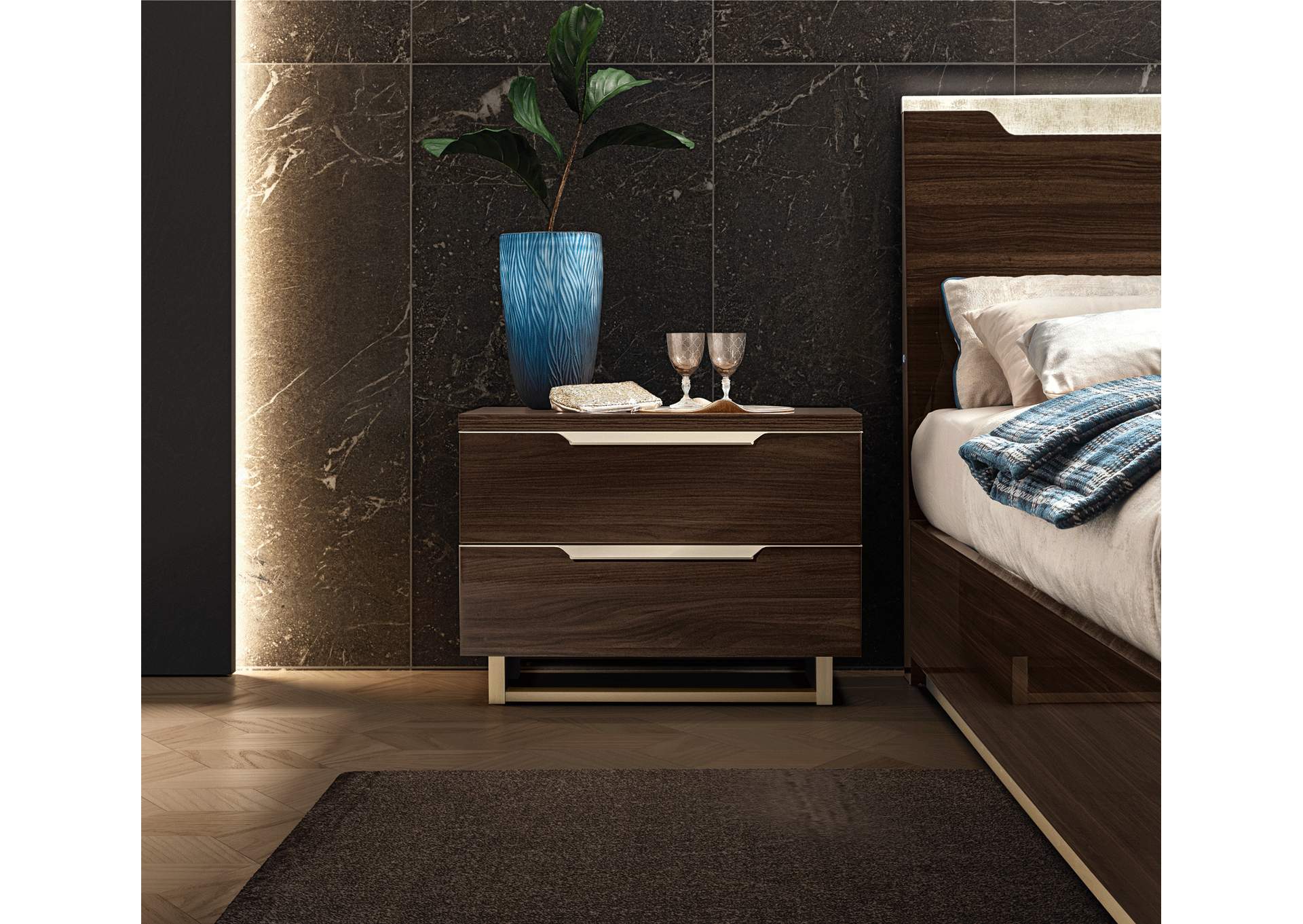 Smart Nightstand Walnut SET,ESF Wholesale Furniture