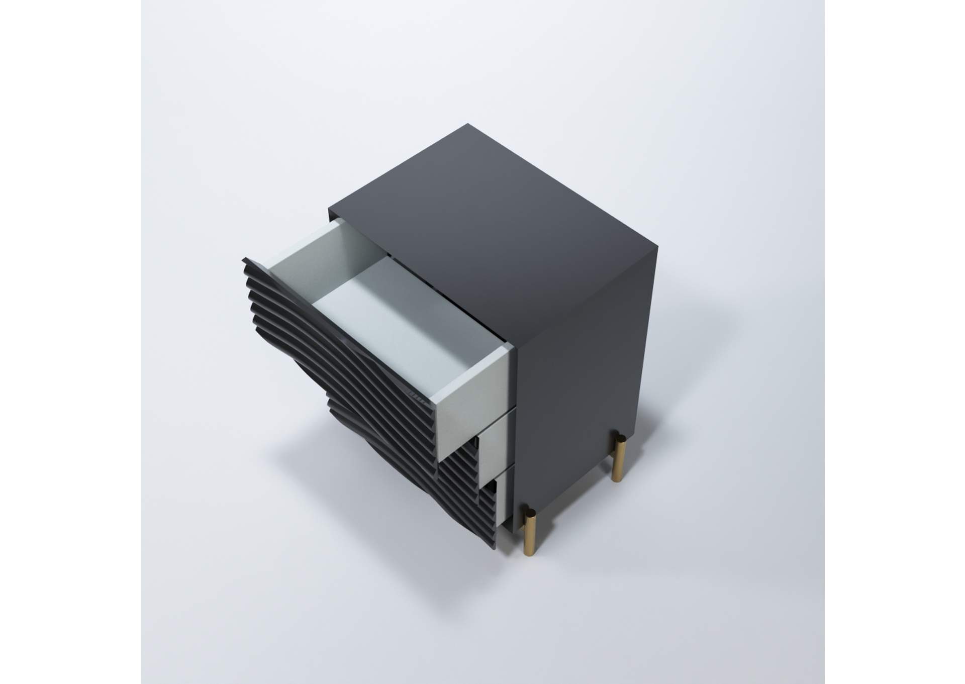 Wave Nightstand Dark Grey SET,ESF Wholesale Furniture