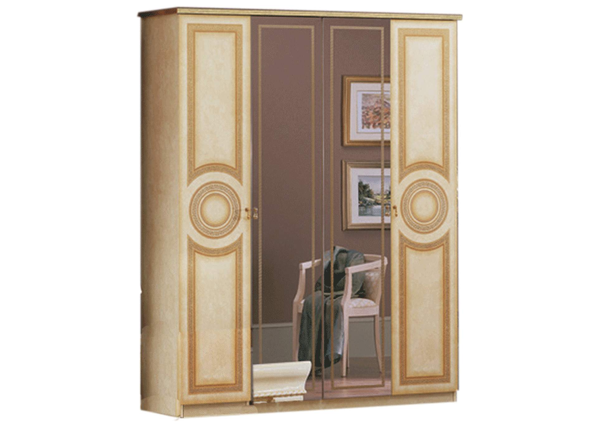 Aida Ivory 4 Door Wardrobe SET,ESF Wholesale Furniture