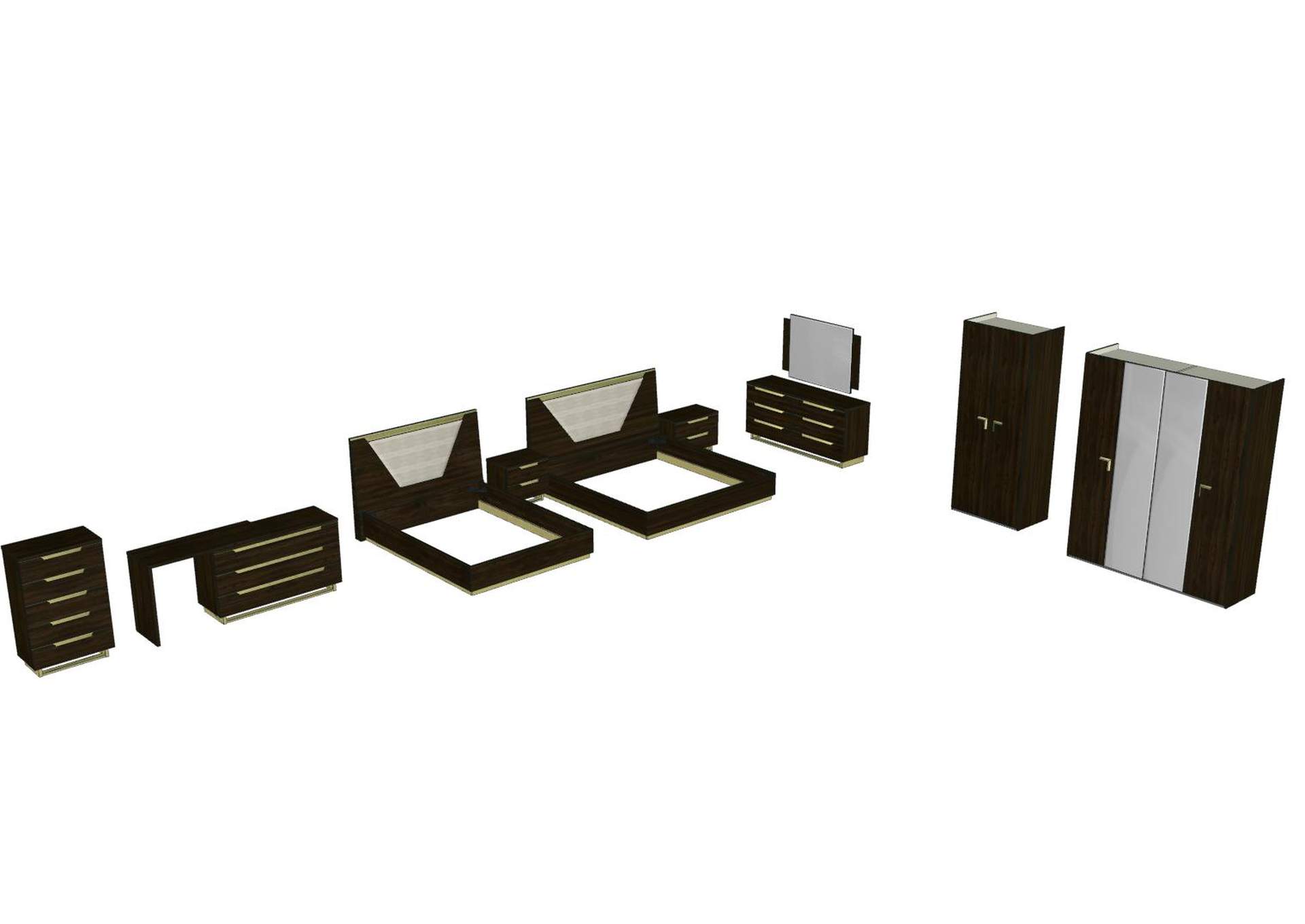 Smart Bedroom Walnut By Camel Group Italy SET,ESF Wholesale Furniture