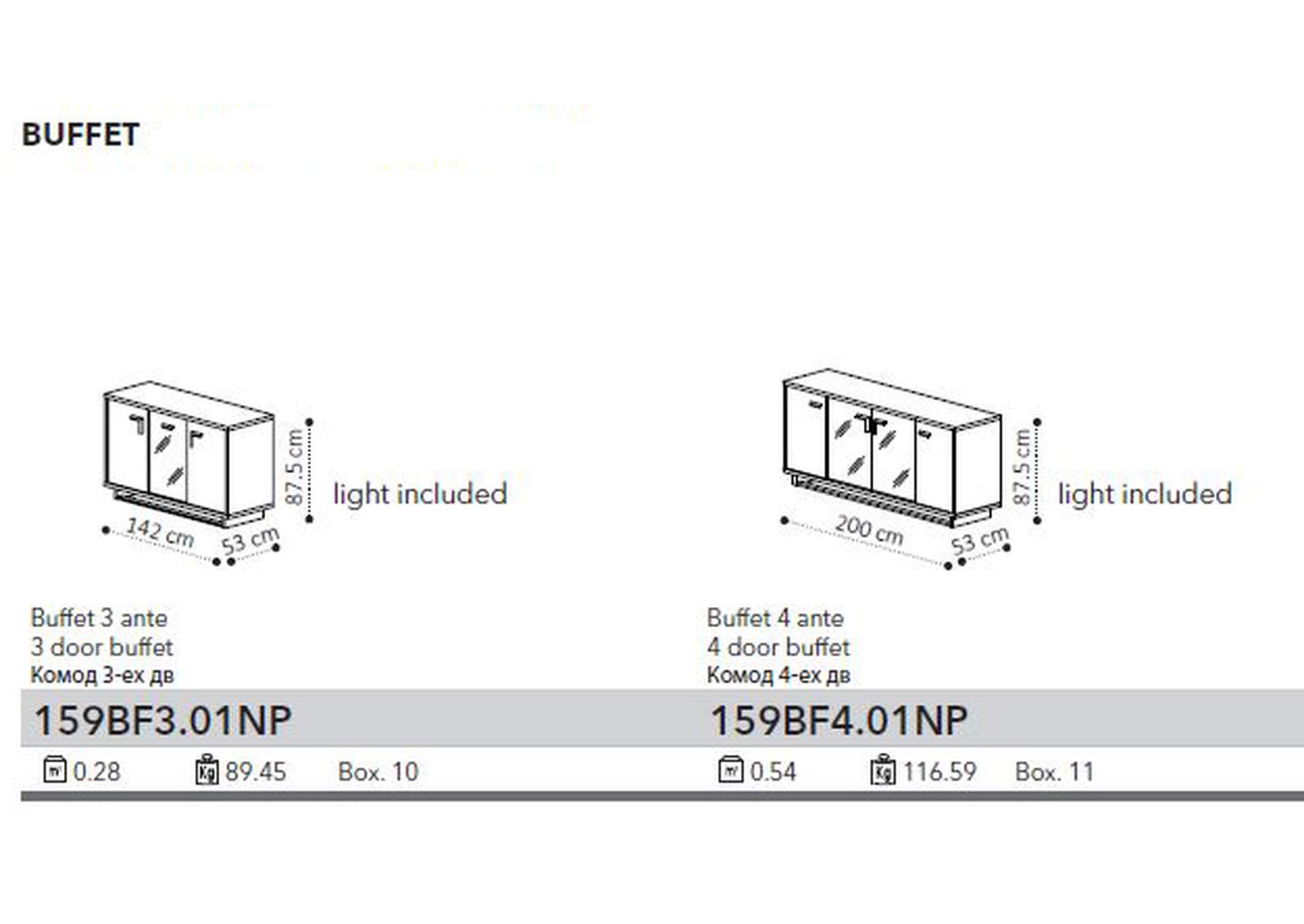 Volare 4 Door Buffet,ESF Wholesale Furniture