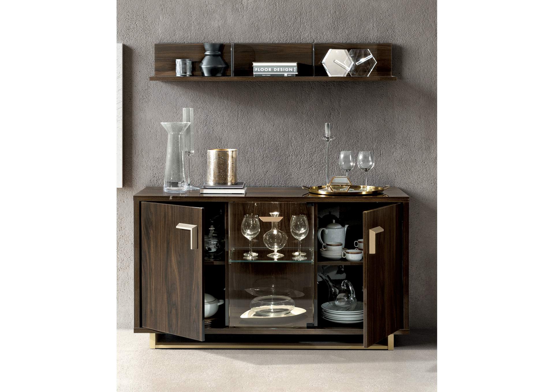 Volare 4 Door Buffet with Mirror SET,ESF Wholesale Furniture