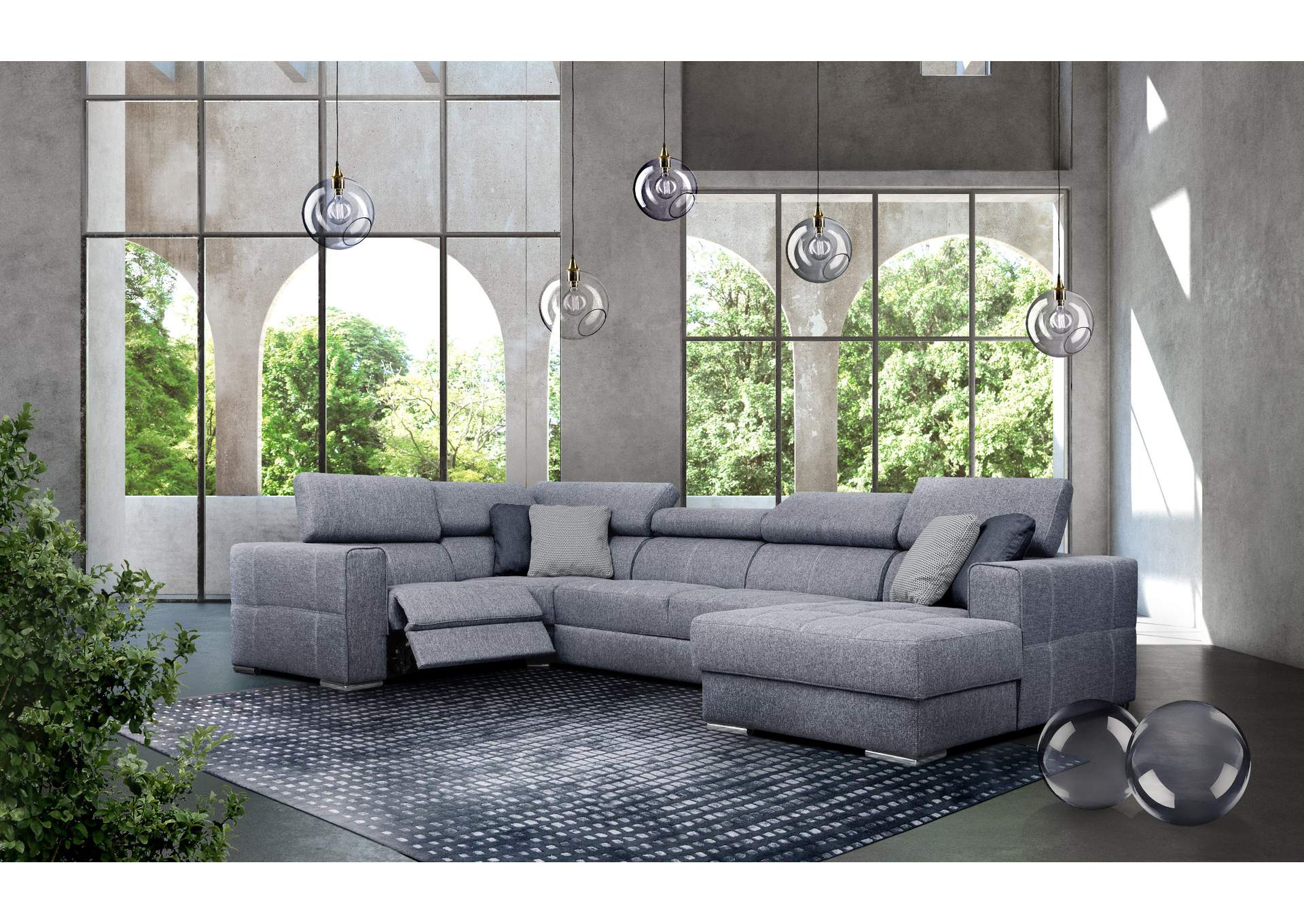 Quartz Sectional Right with Electric Recliner and Bed SET,ESF Wholesale Furniture