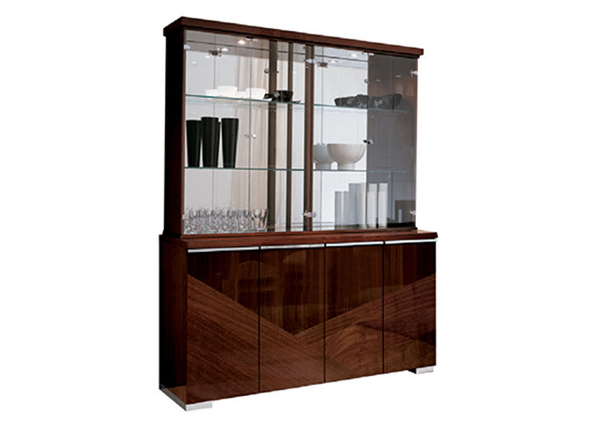 Capri Walnut 2 Door Curio,ESF Wholesale Furniture