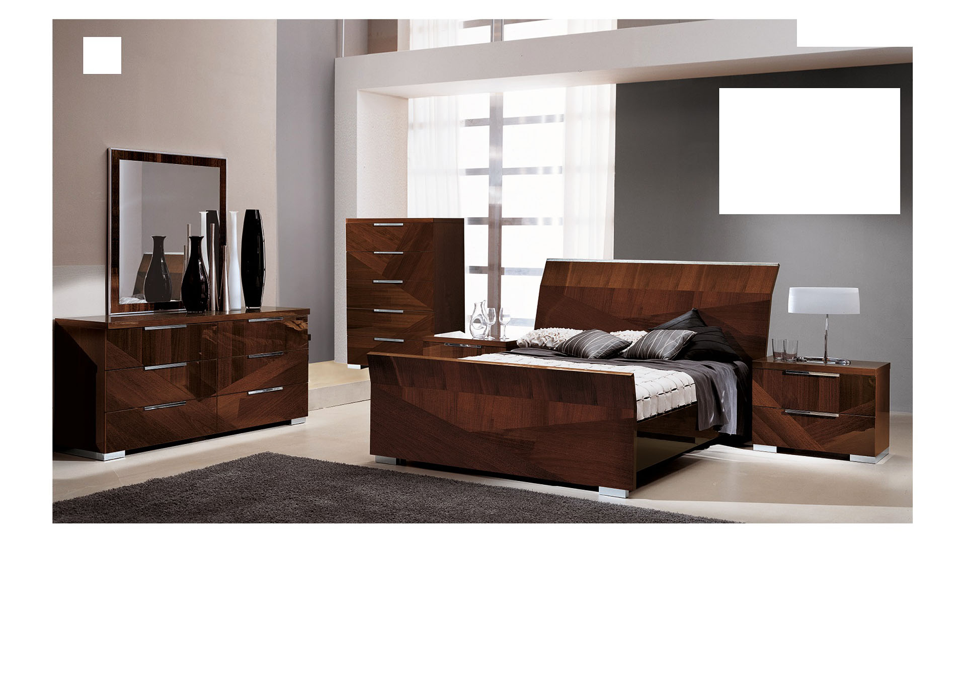 Cindy Walnut Dresser & Mirror,ESF Wholesale Furniture