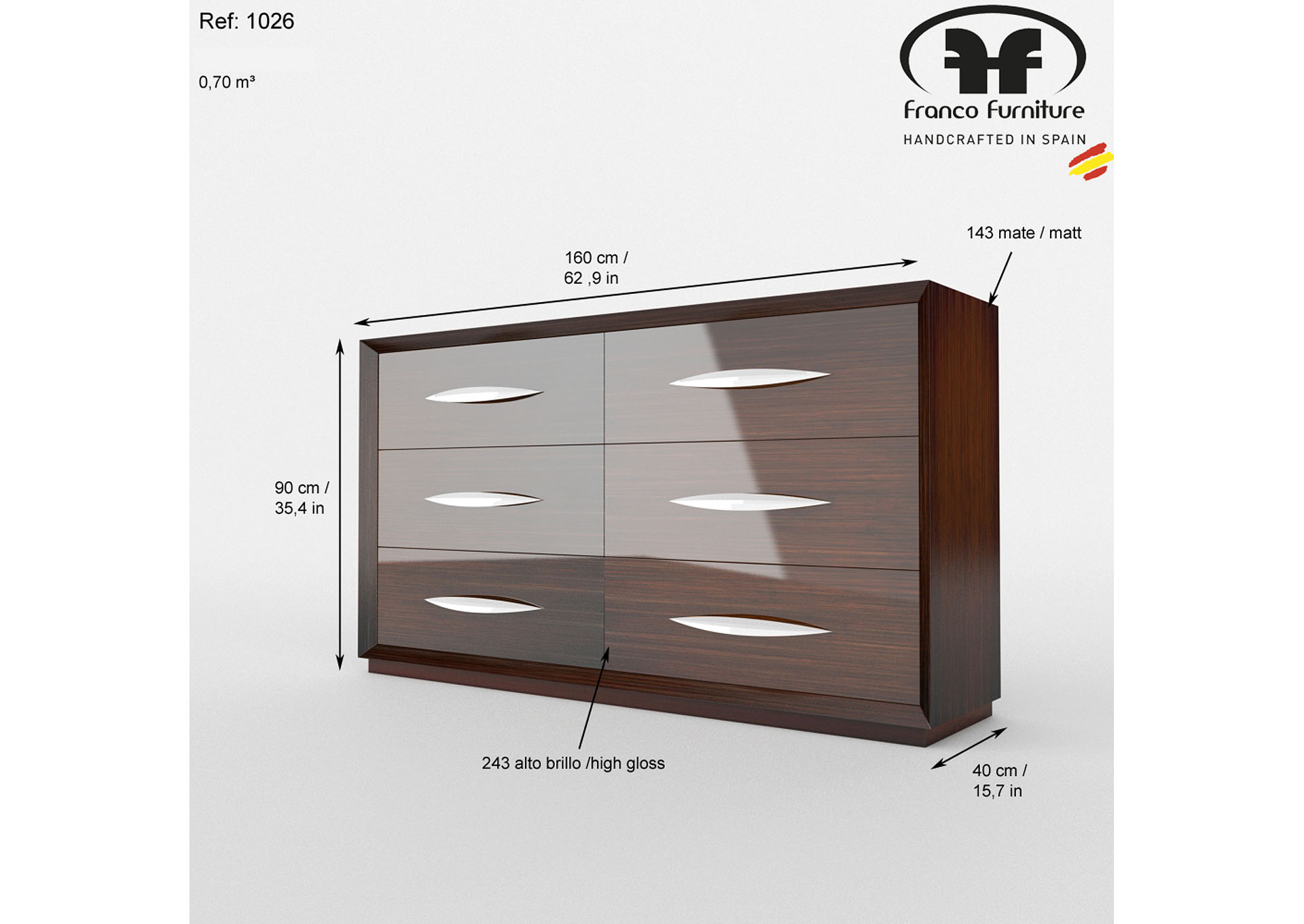 Carmen Walnut Double Dresser,ESF Wholesale Furniture