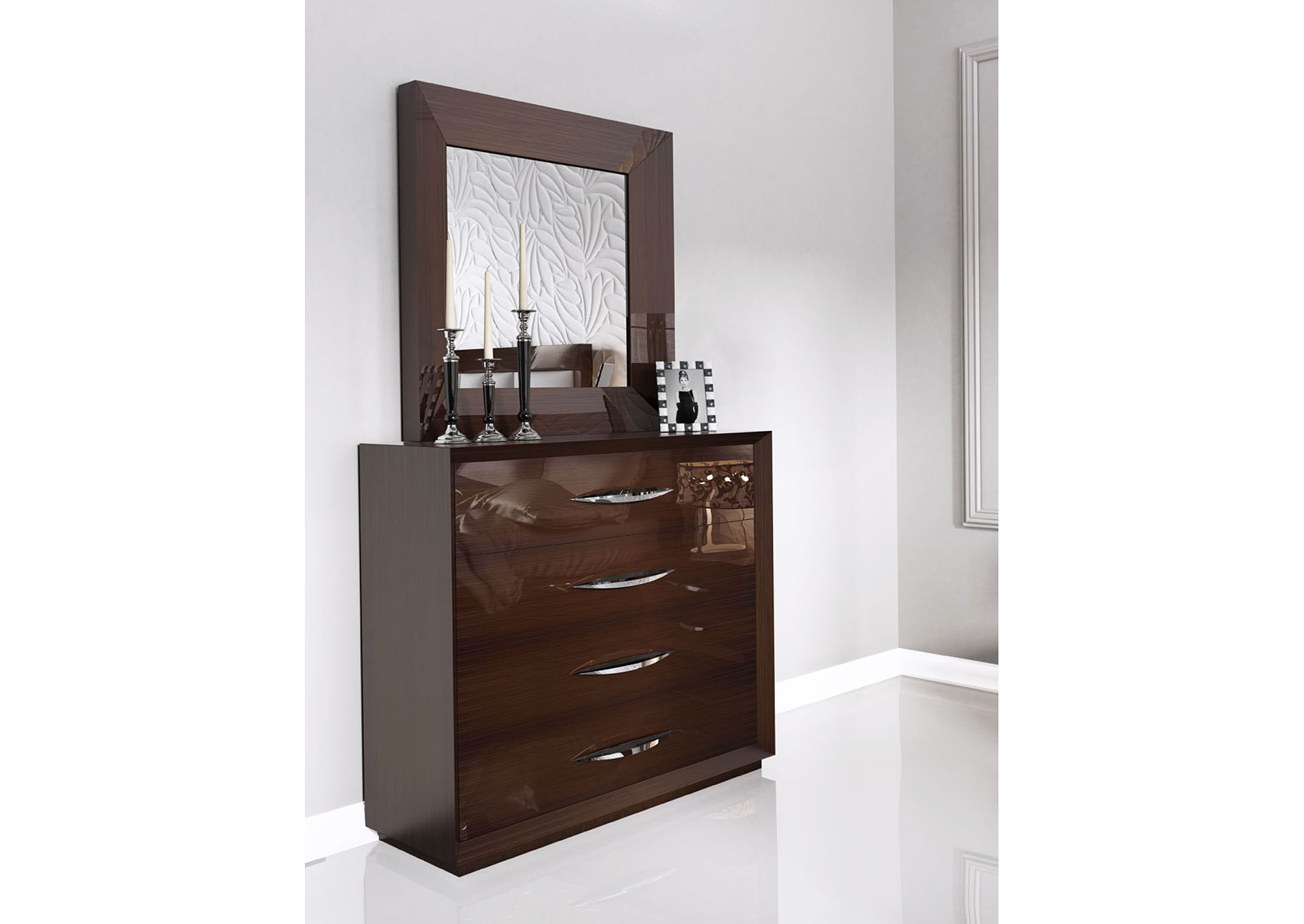 Carmen Beige & Walnut Single Dresser,ESF Wholesale Furniture