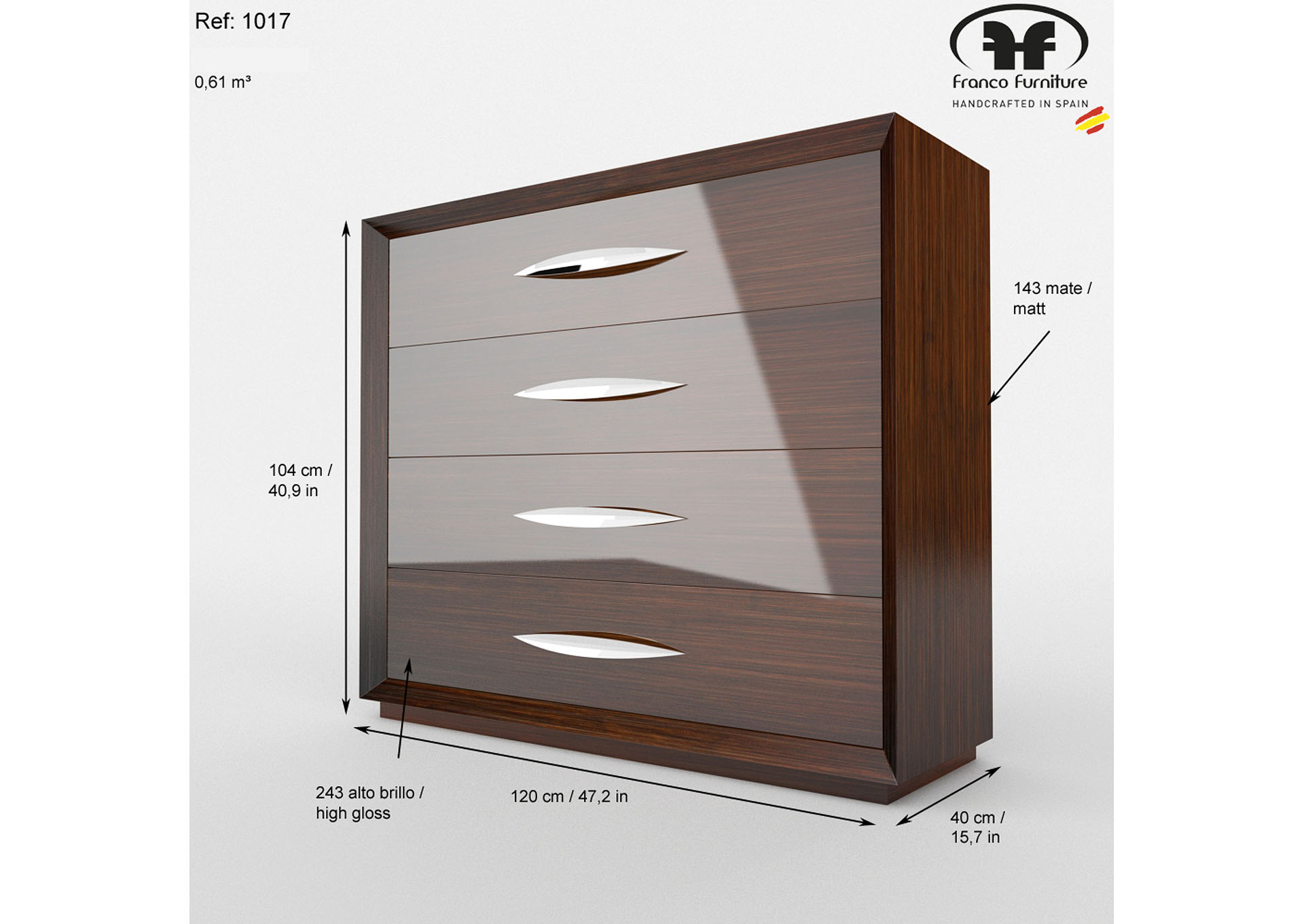 Carmen Walnut Single Dresser,ESF Wholesale Furniture